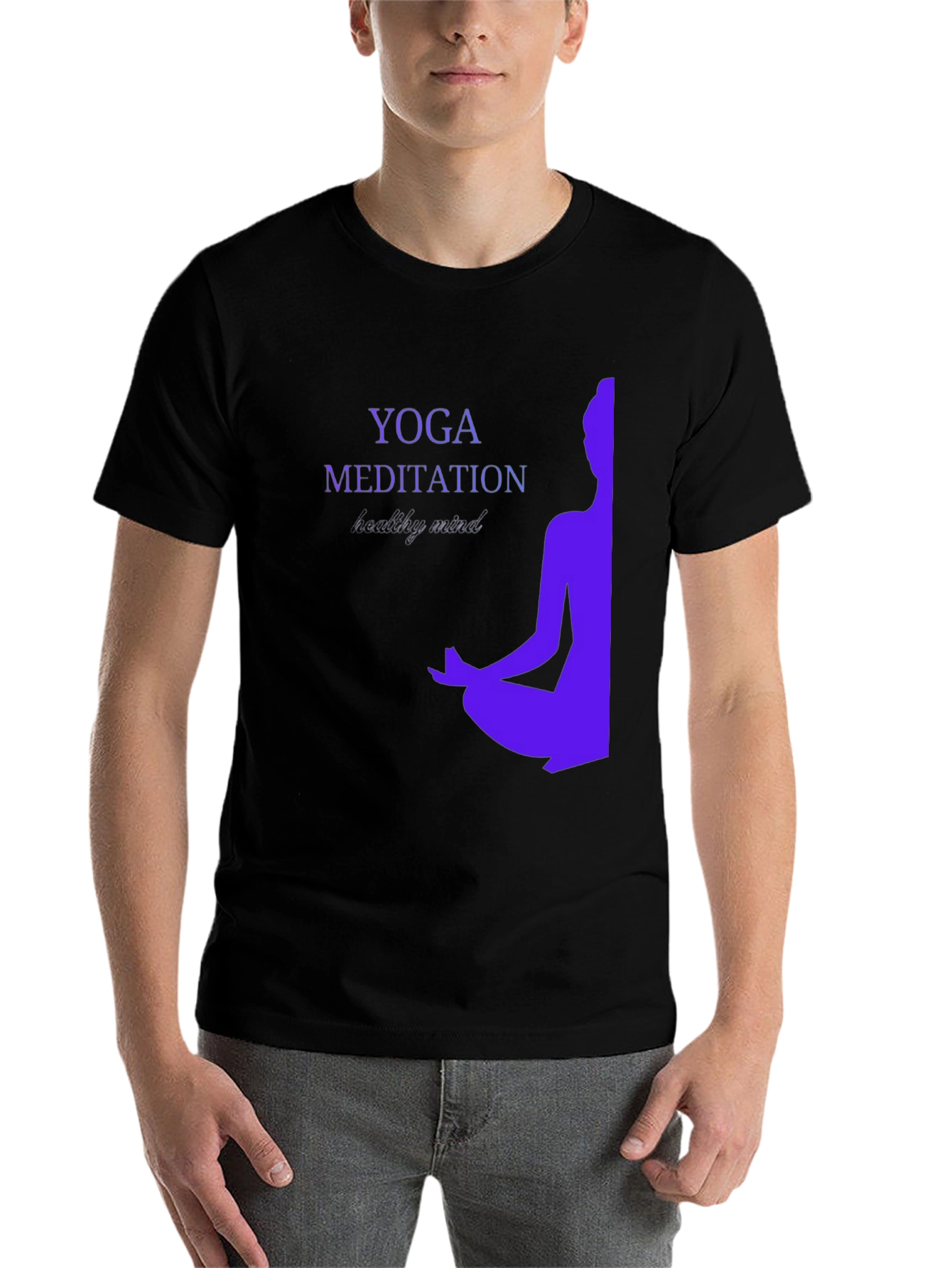 Black Yoga Meditation T-Shirt - Healthy Mind Design view 7