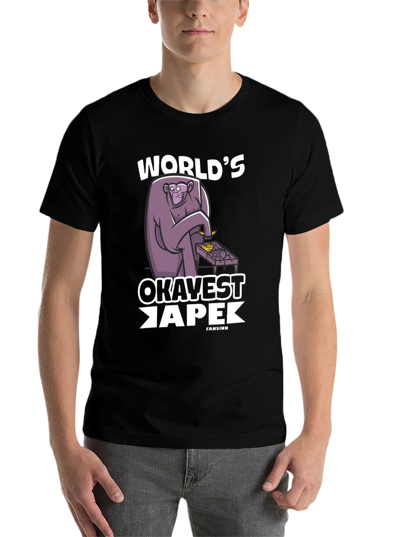 Black World's Okavest Ape T-Shirt - Funny Monkey Tee view 7