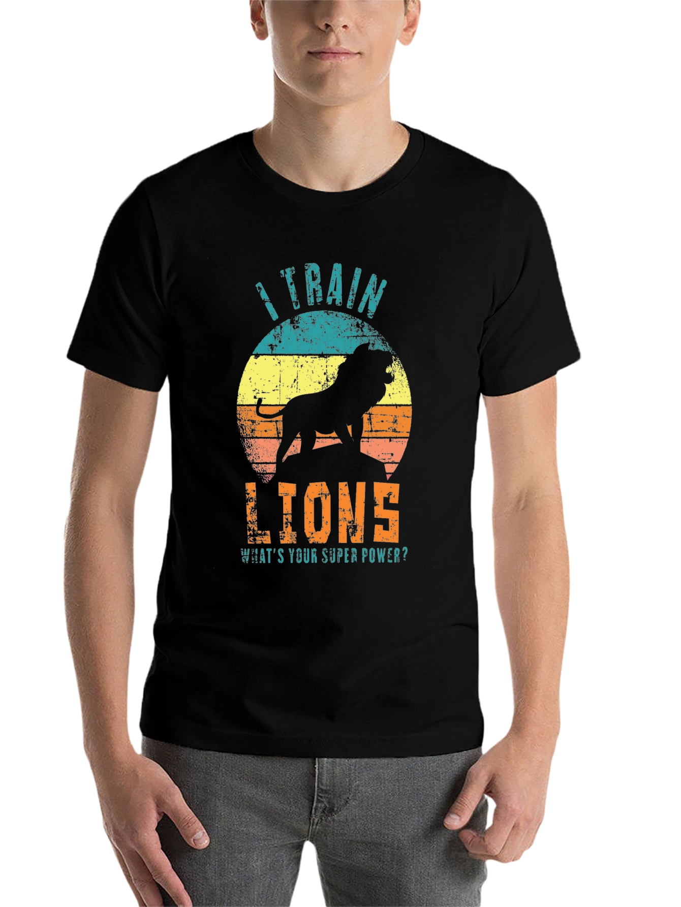Black I Train Lions Graphic T-Shirt - Super Power Tee view 7
