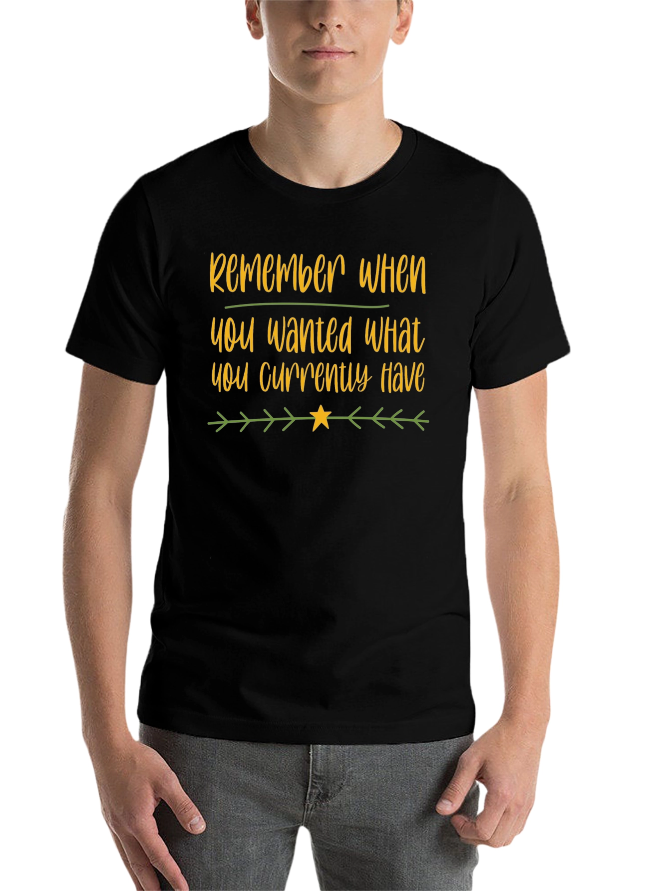 Black Motivational Black T-Shirt: Remember What You Wanted view 7
