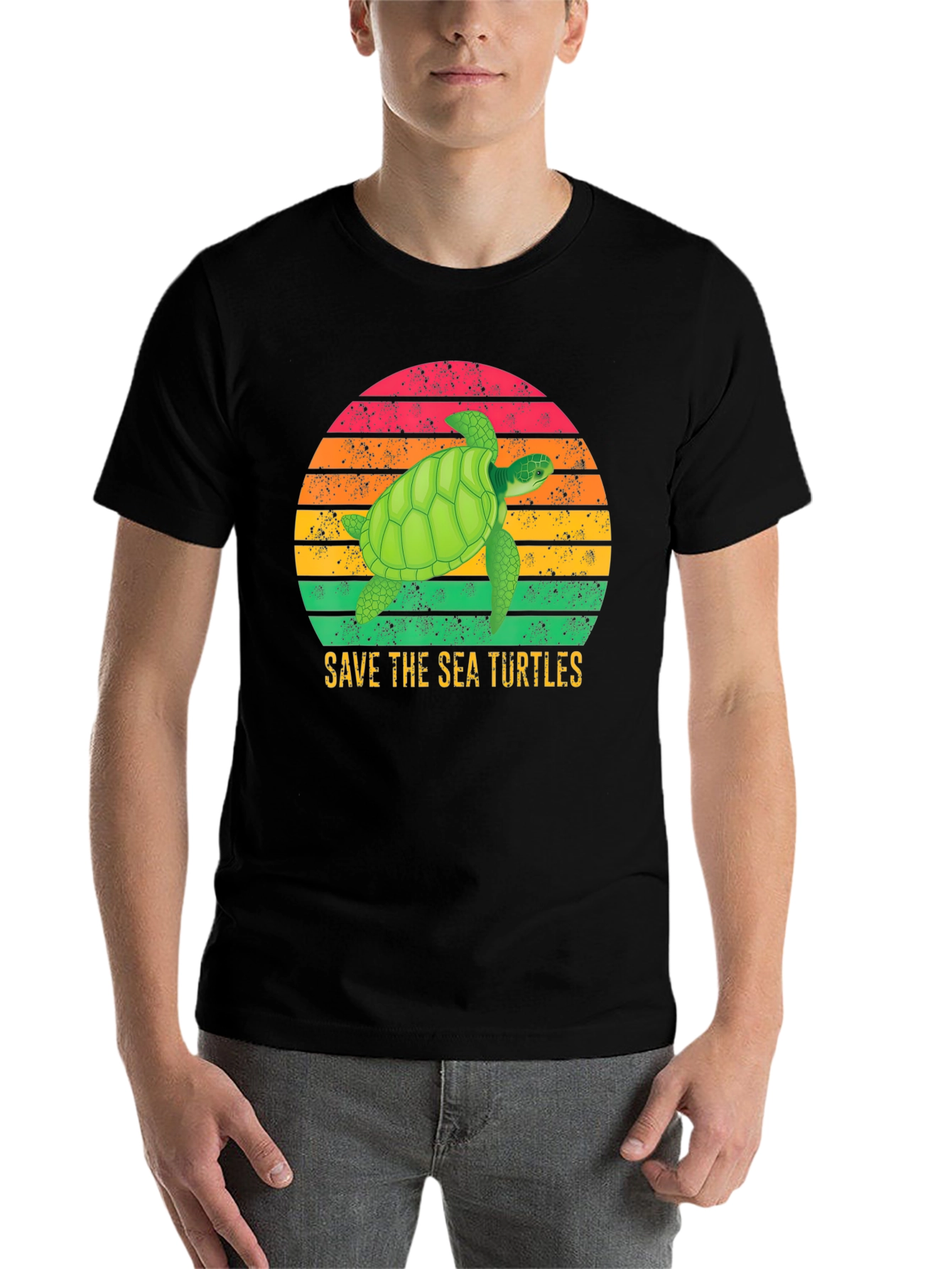 Black Save The Sea Turtles T-Shirt view 7