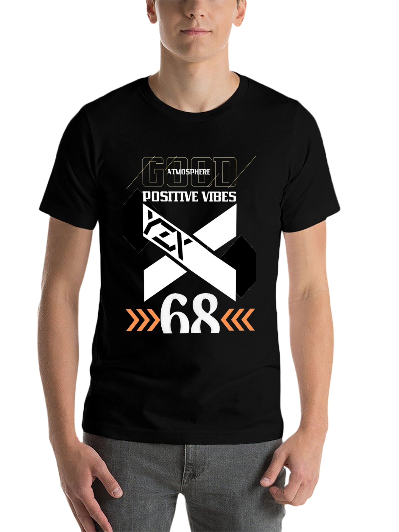 Black Good Atmosphere Positive Vibes Graphic Tee view 7