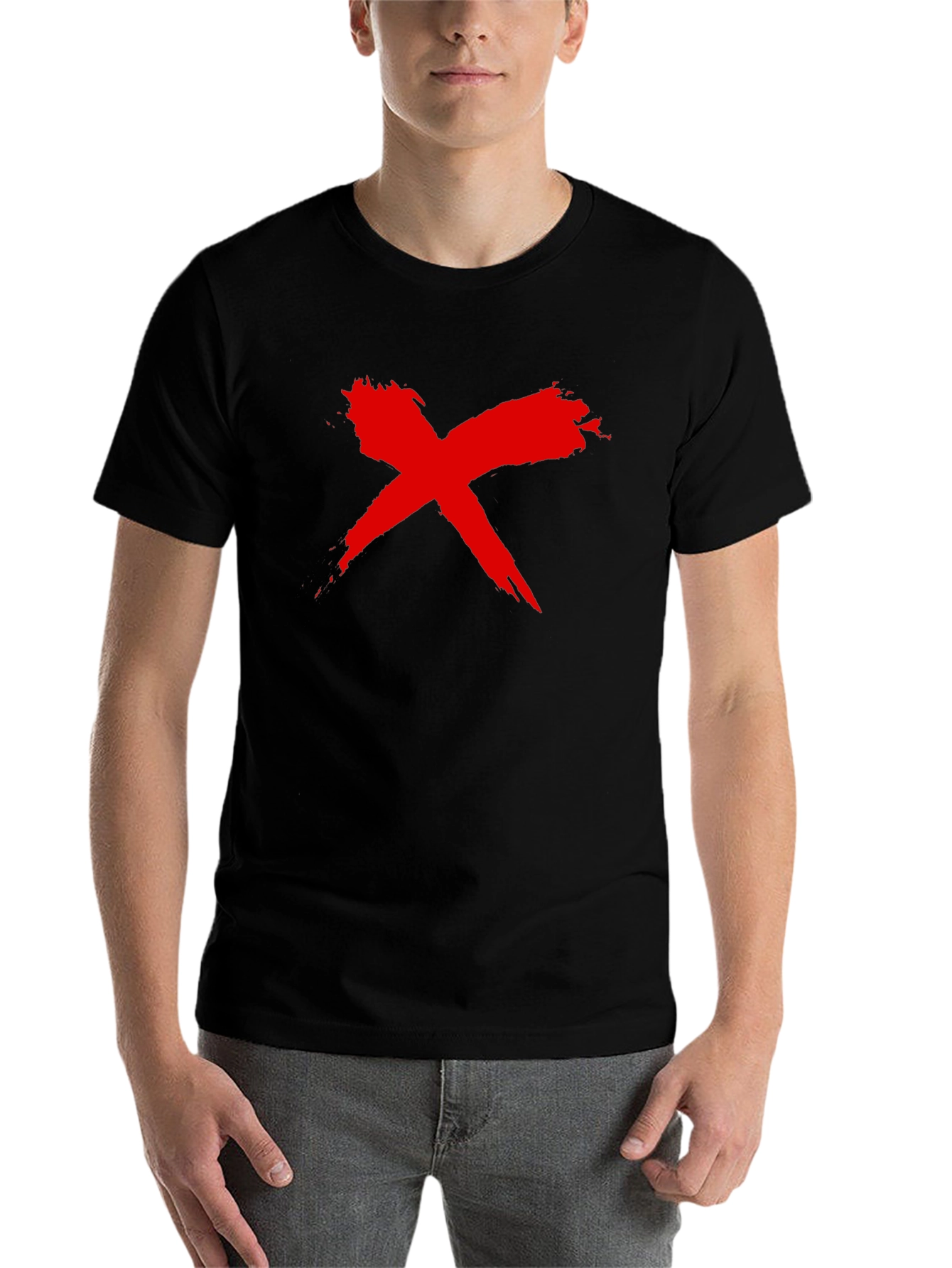 Black Bold Red X Graphic Black T-Shirt view 7