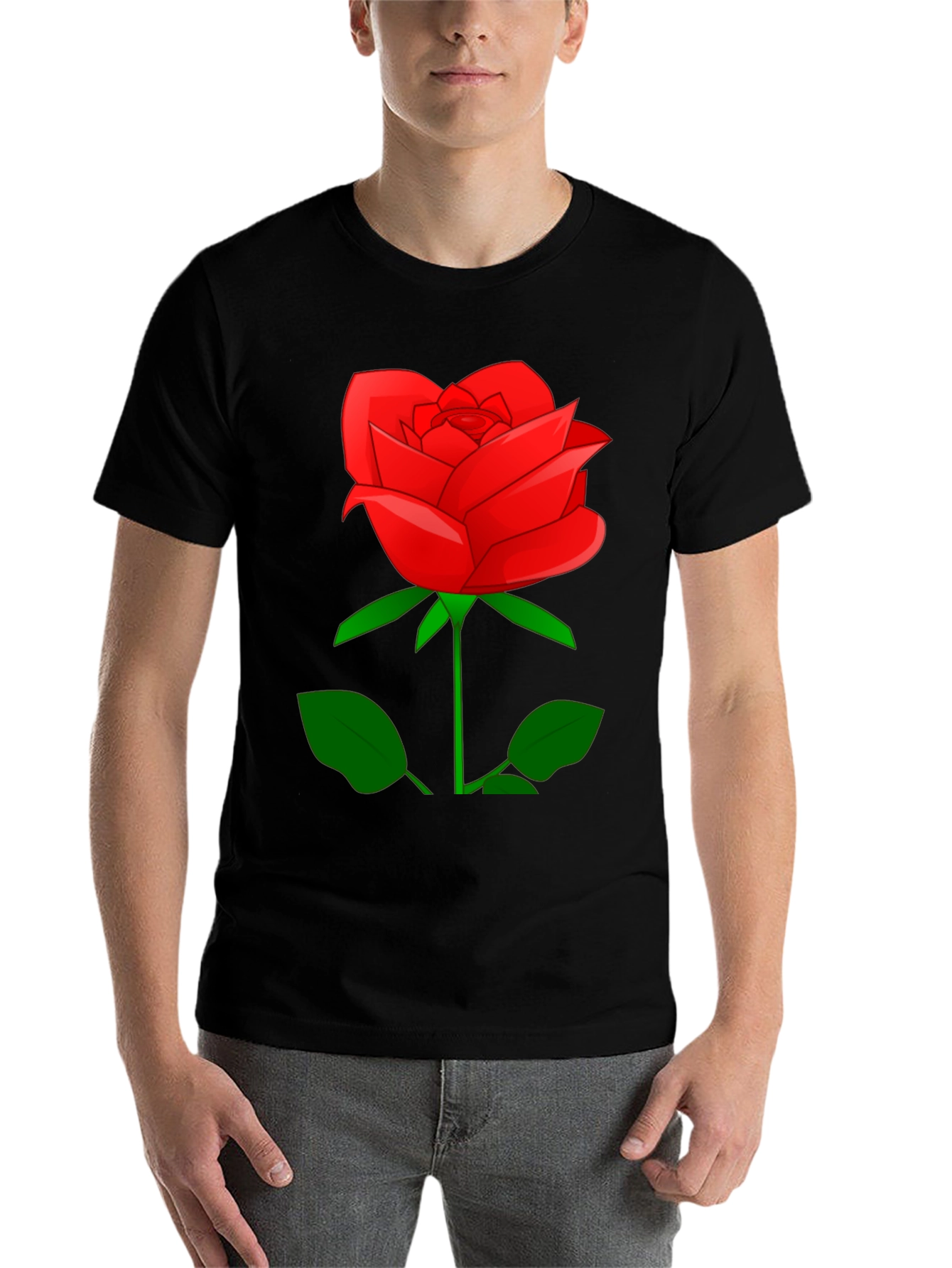 Black Red Rose Graphic Tee - Stylish Floral Print Shirt view 7