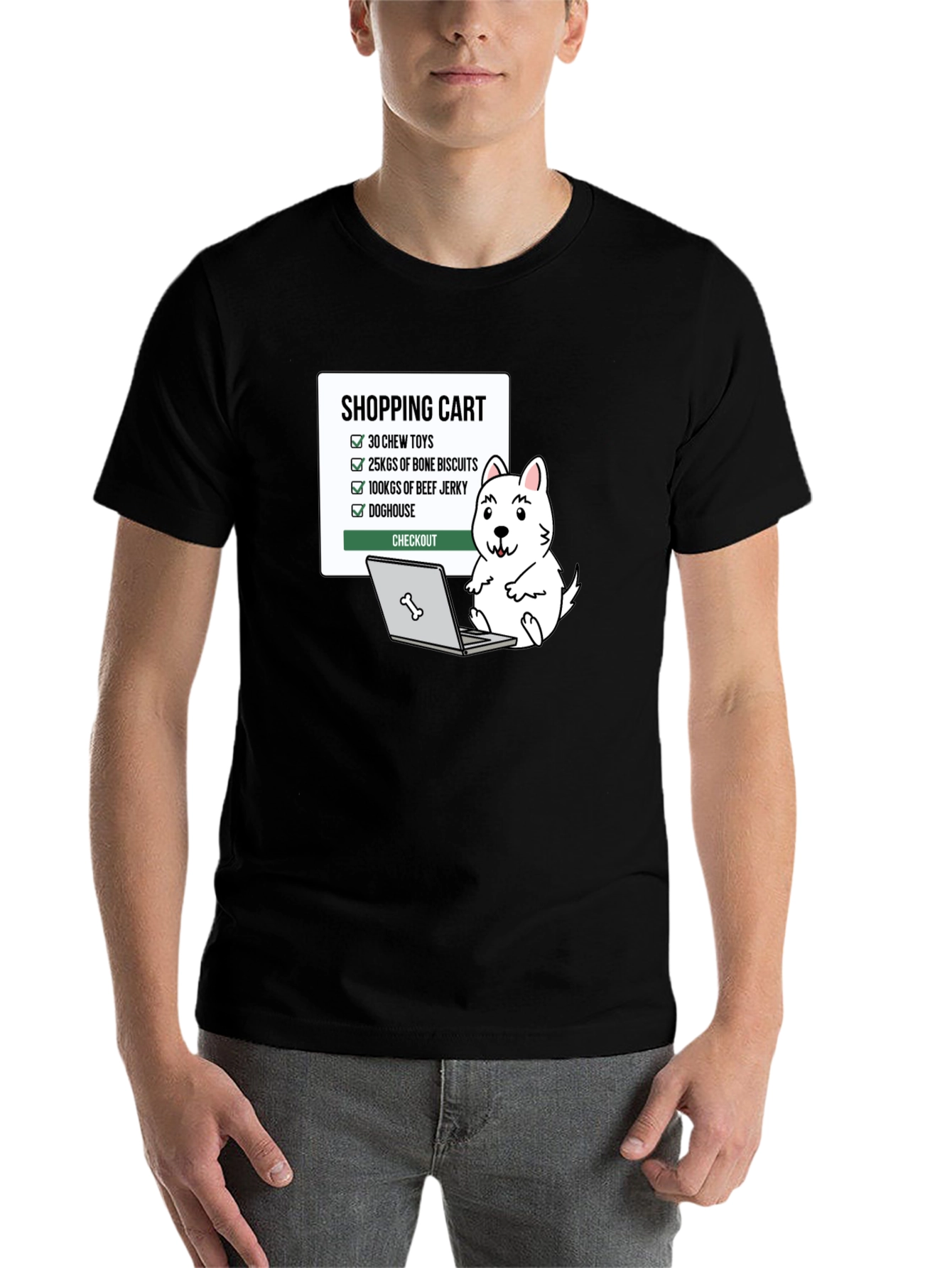 Black Dog Lover Shopping Cart T-Shirt view 7