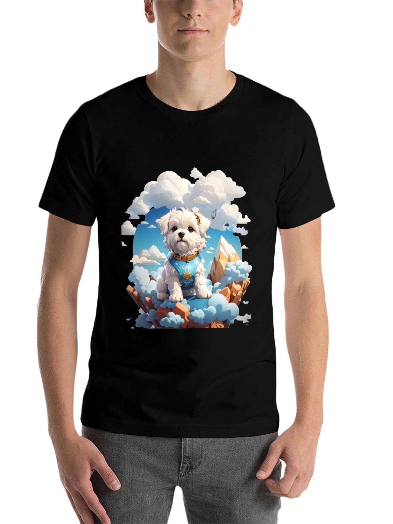 Black Dog in the Clouds T-Shirt view 7