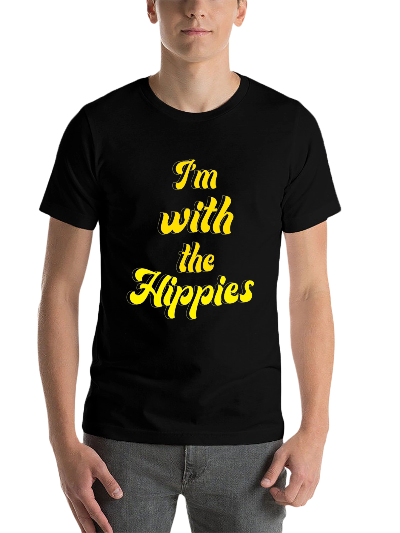 Black I'm With The Hippies Graphic T-Shirt view 7