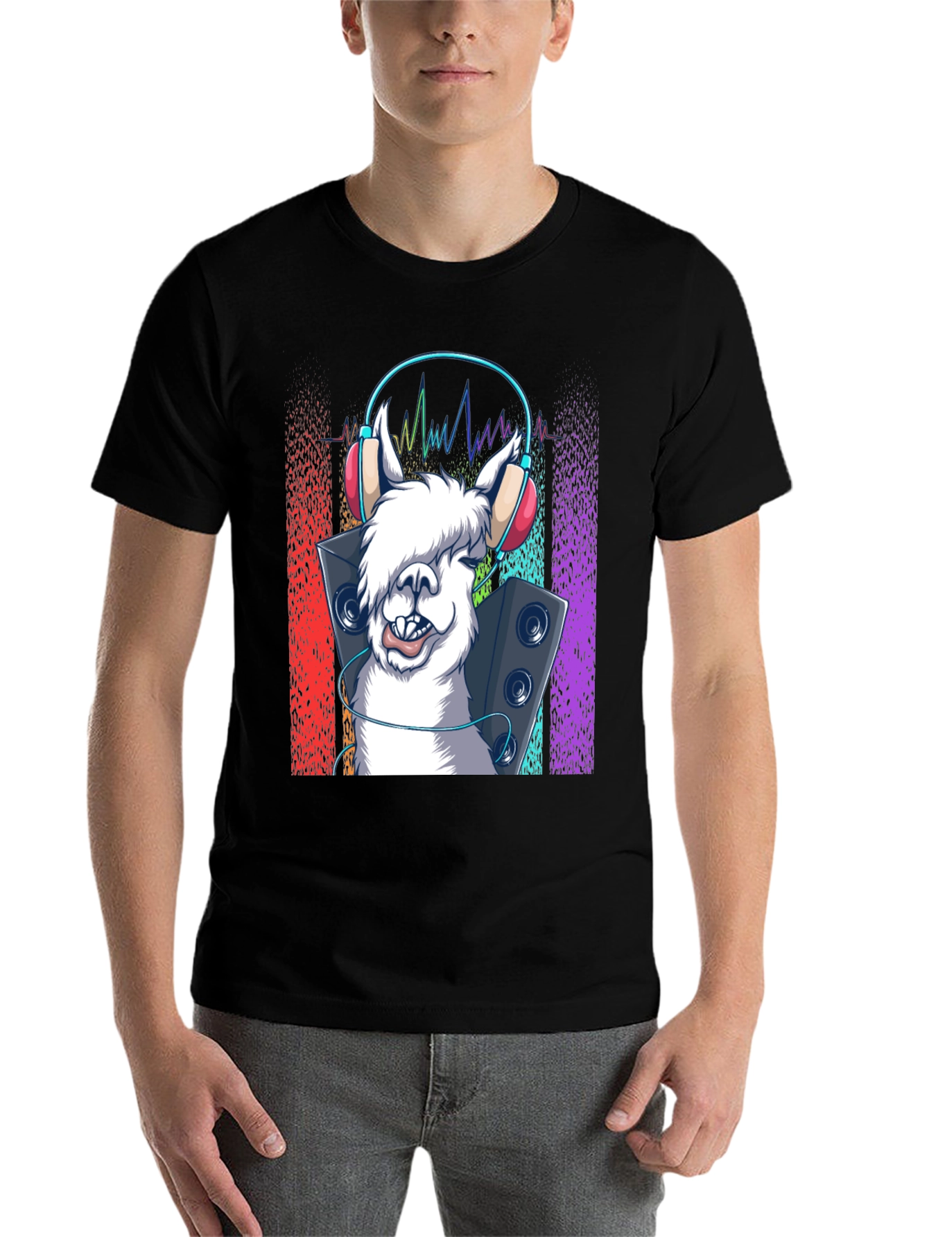 Black Llama DJ Graphic Tee - Music Lover T-Shirt view 7