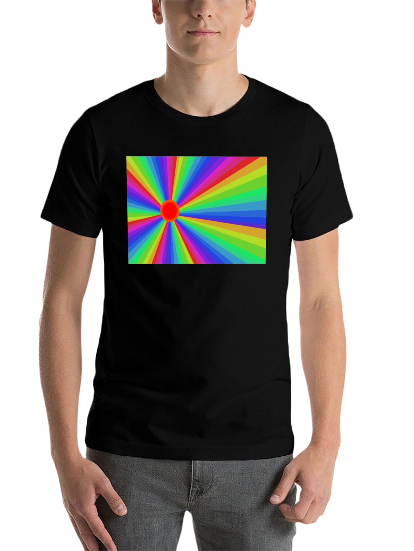 Black Retro Rainbow Burst Graphic Tee - Black view 7