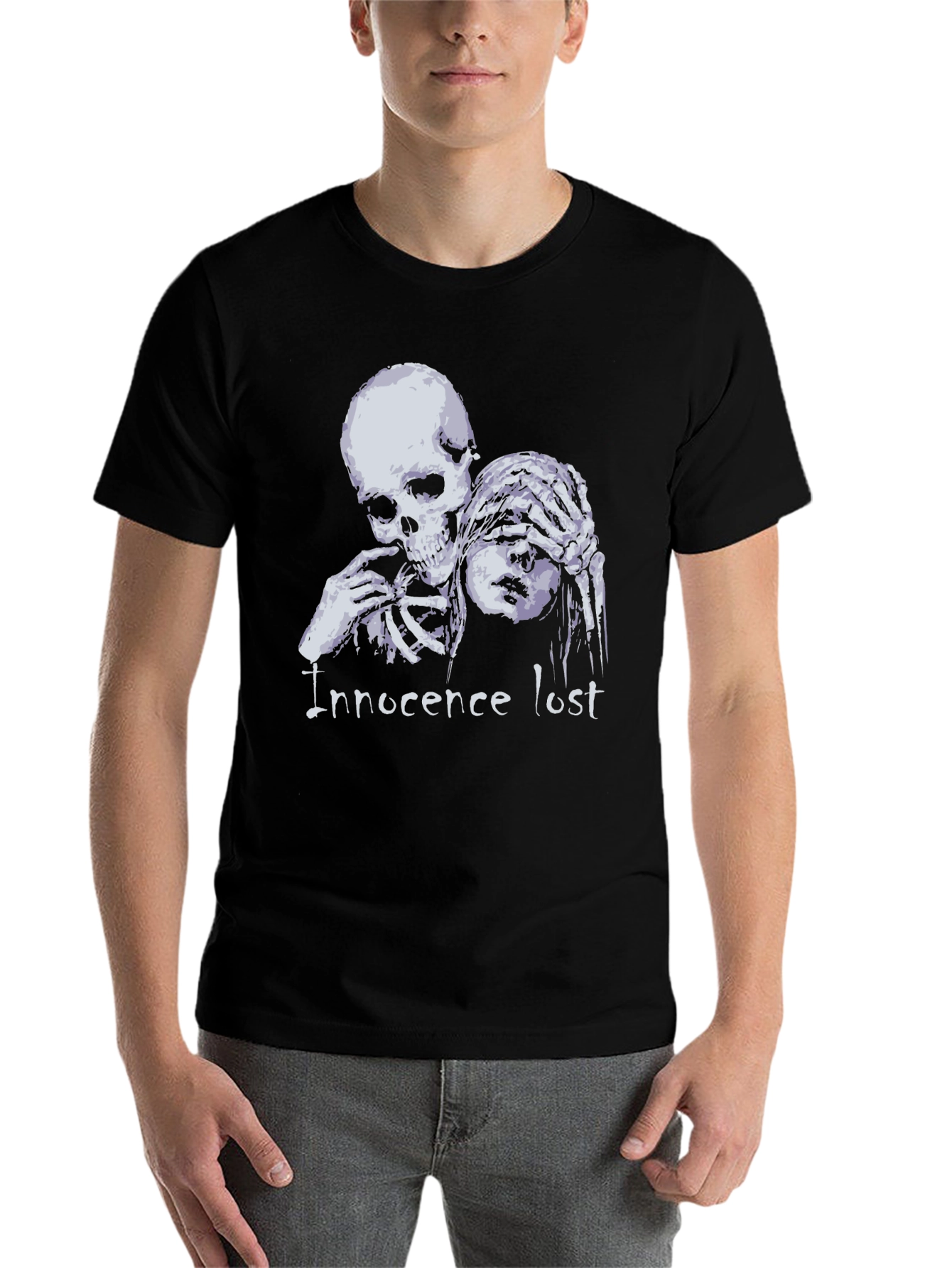 Black Innocence Lost Graphic Tee - Edgy Dark Humor Shirt view 7