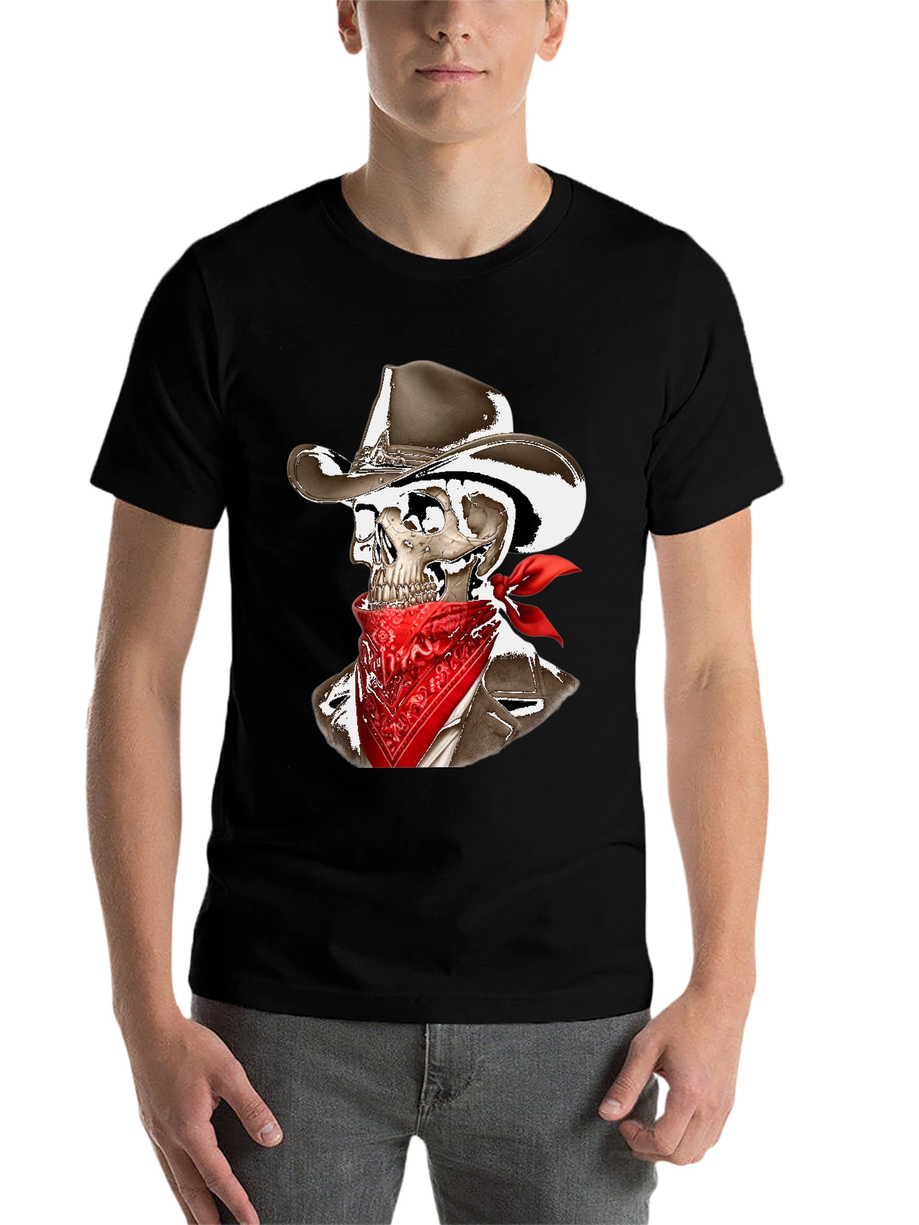 Black Cowboy Skeleton Graphic Tee view 7