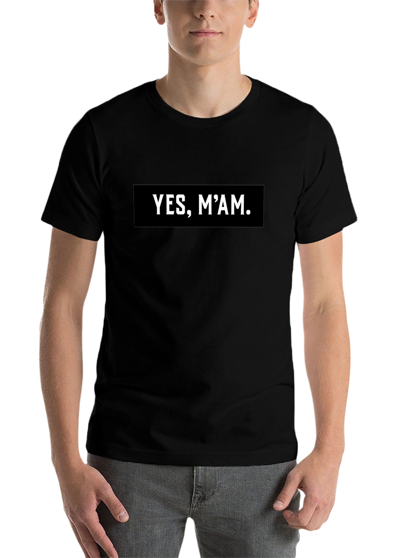 Black Yes, M'am Graphic T-Shirt - Classic Black Tee view 7