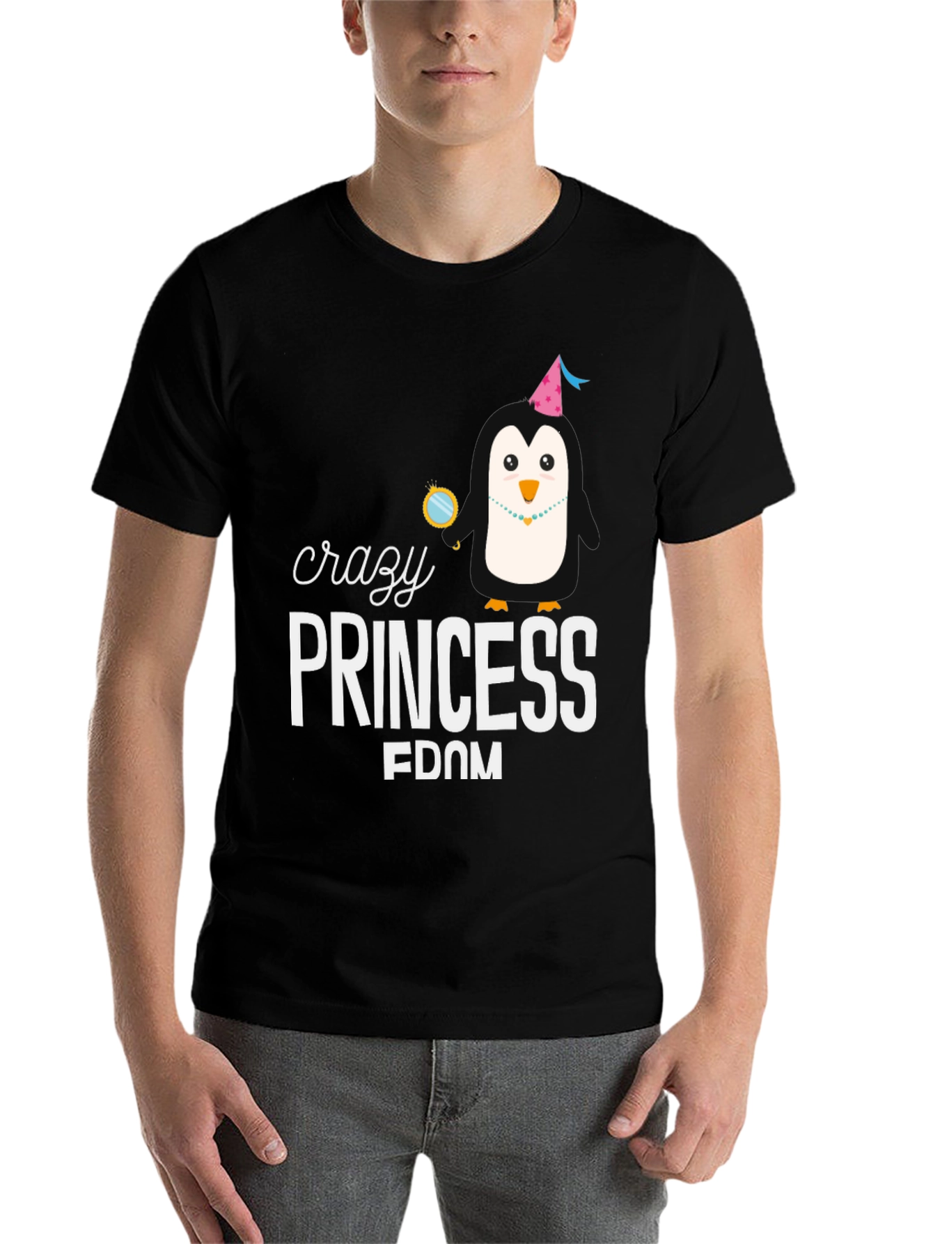 Black Crazy Princess Penguin Graphic Tee view 7