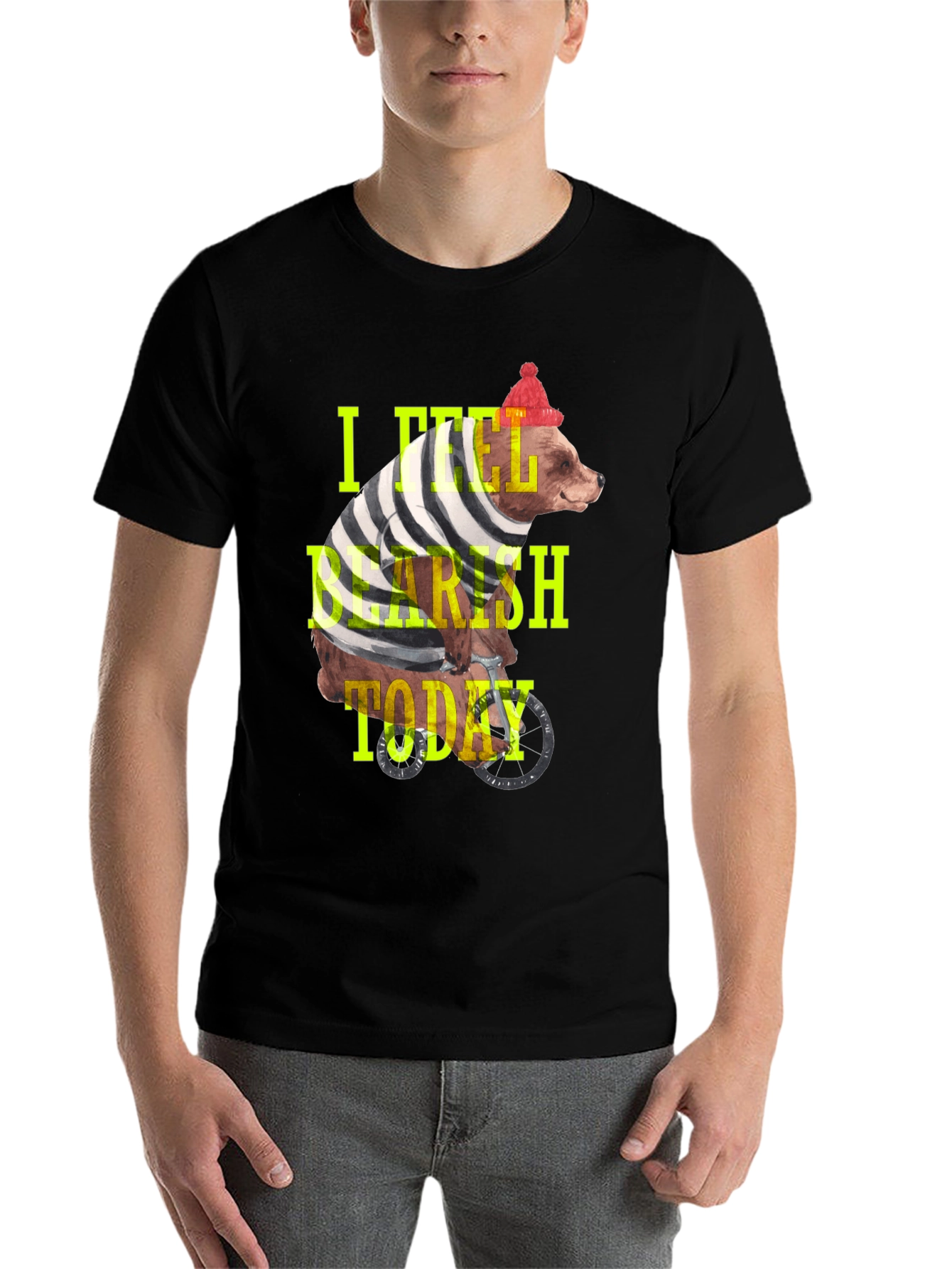Black Bearish Today Graphic Tee - Black Cotton T-Shirt view 7
