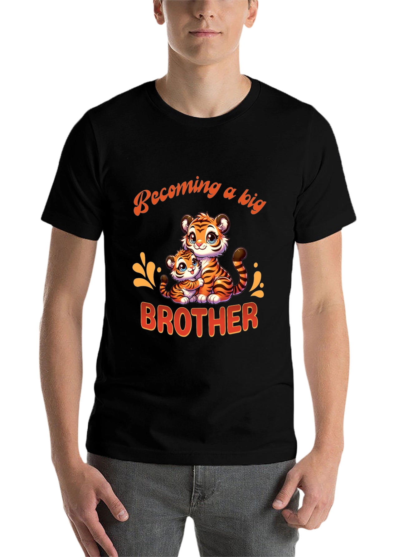 Black Becoming a Big Brother Tiger Graphic T-Shirt view 7