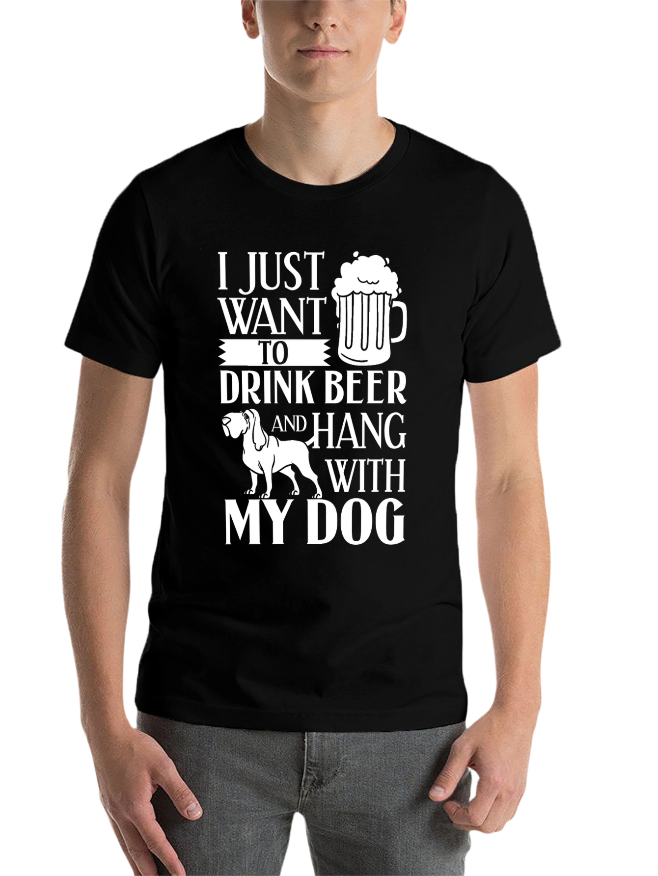 Black Drink Beer and Hang with Dog T-Shirt view 7