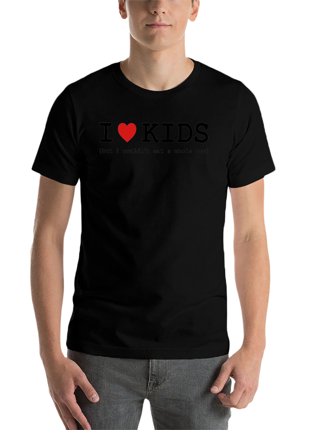 Black I Heart Kids Humor T-Shirt - Graphic Tee view 7