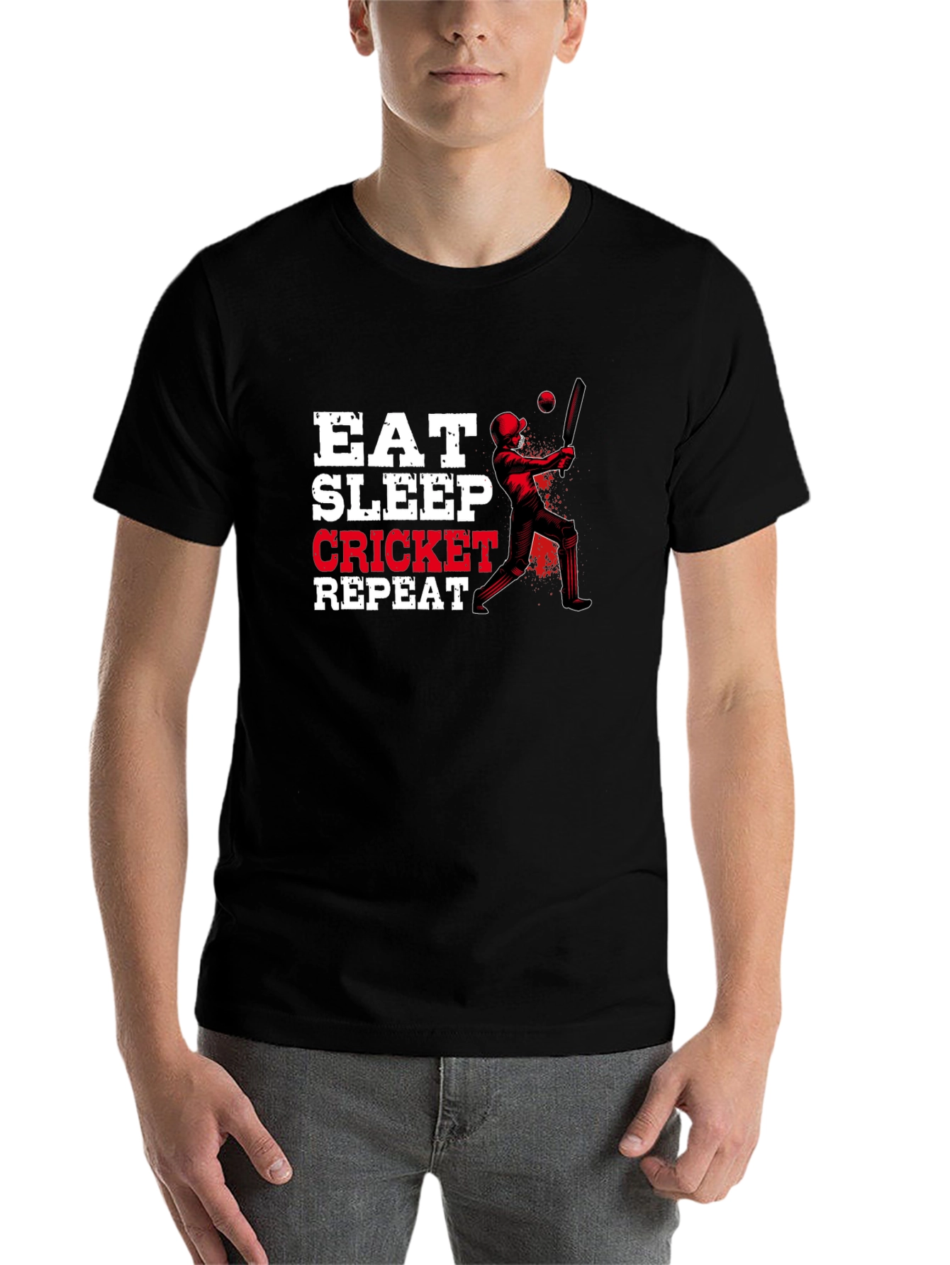 Eat Sleep Cricket Repeat Graphic Tee - 7