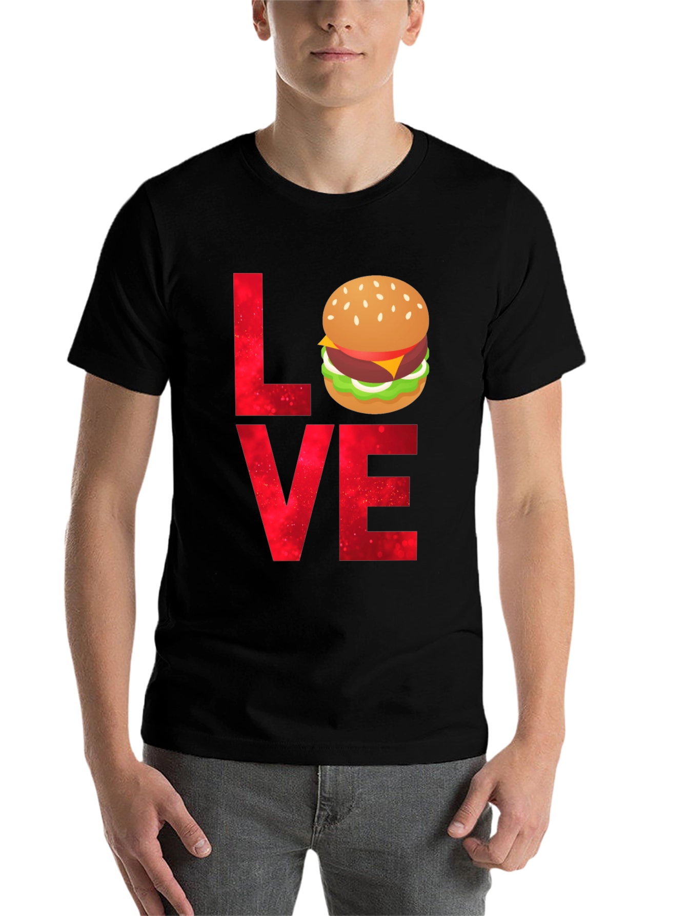 Black Love Burger T-Shirt - Foodie Tee view 7