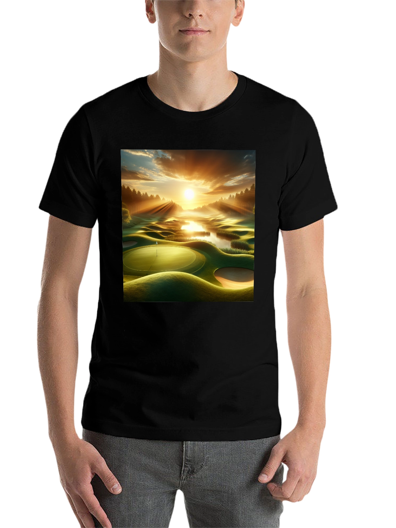 Black Scenic Golf Course T-Shirt view 7