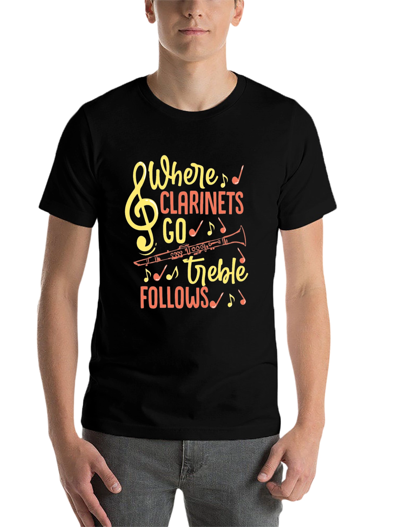 Black Where Clarinets Go Treble Follows T-Shirt view 7