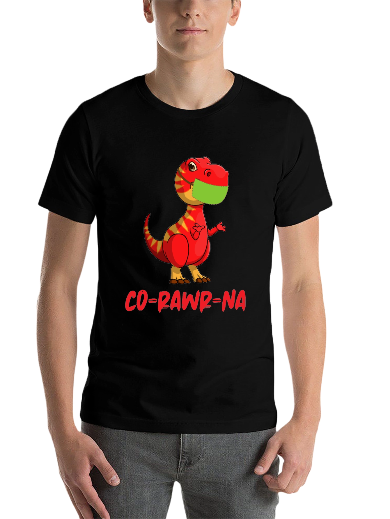 Black Co-Rawr-Na Dinosaur Graphic T-Shirt view 7