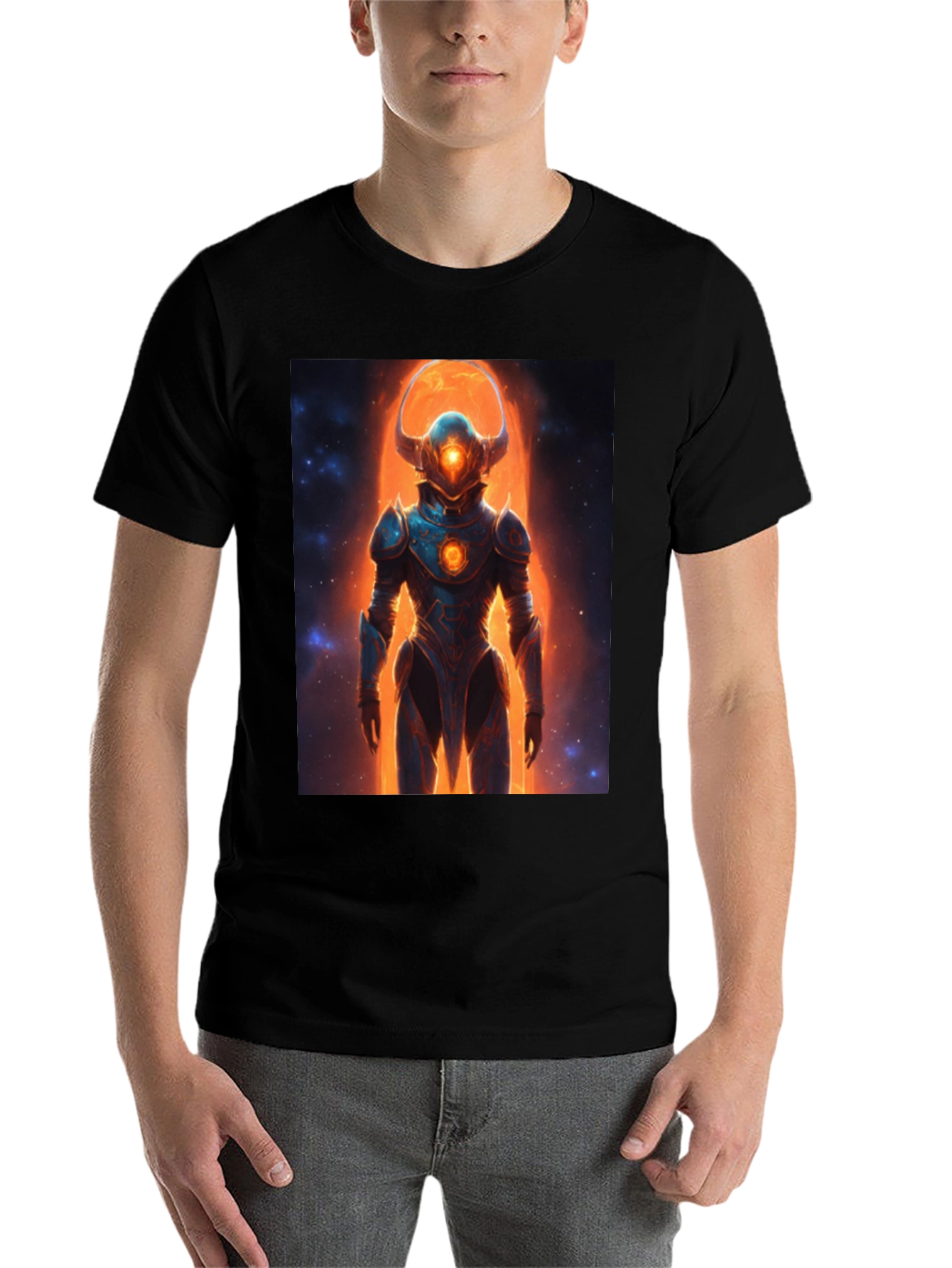 Black Sci-Fi Warrior Graphic Tee - Men's Black T-Shirt view 7