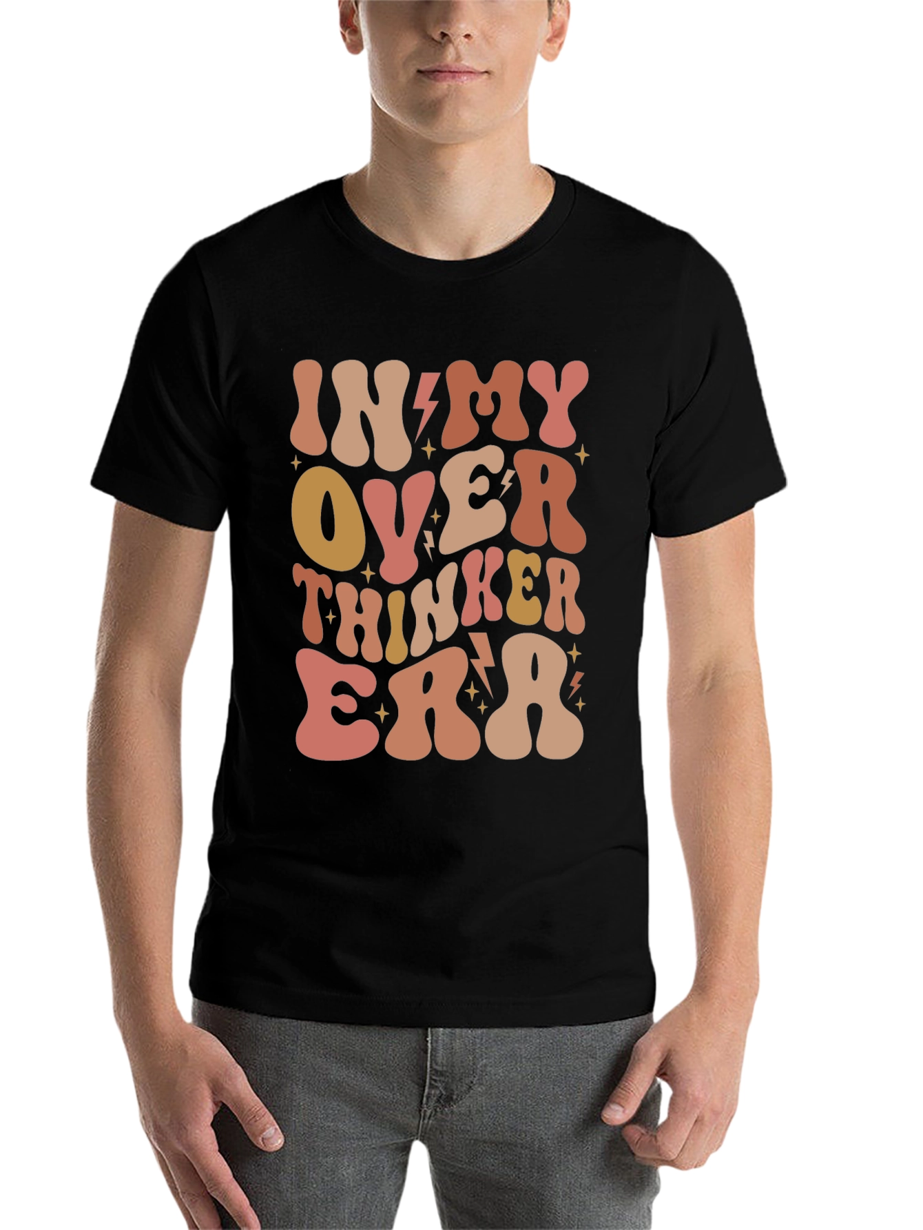 Black Over Thinker Era Tee - Trendy Retro Style view 7