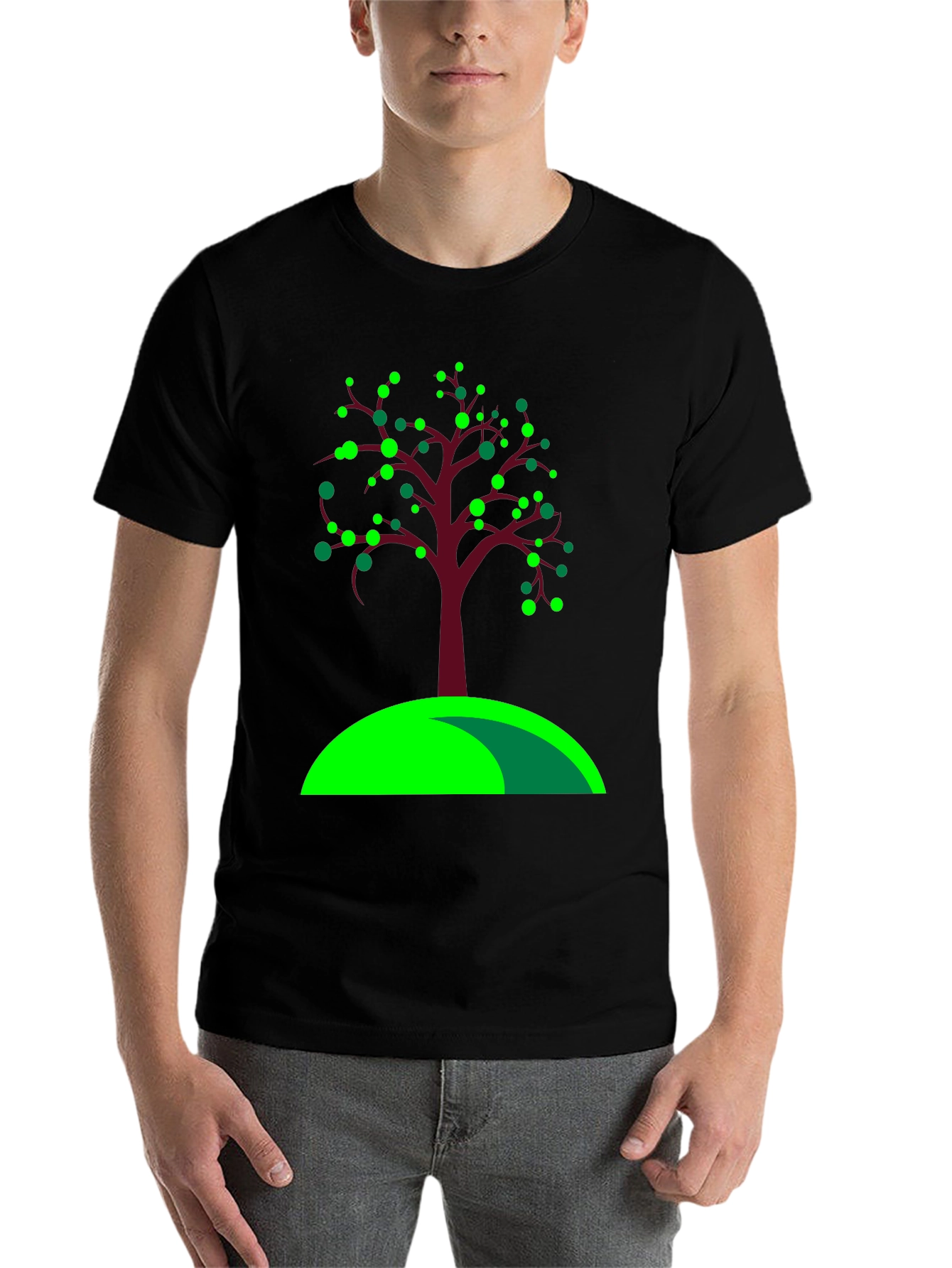 Black Nature Inspired Tree Graphic Tee view 7