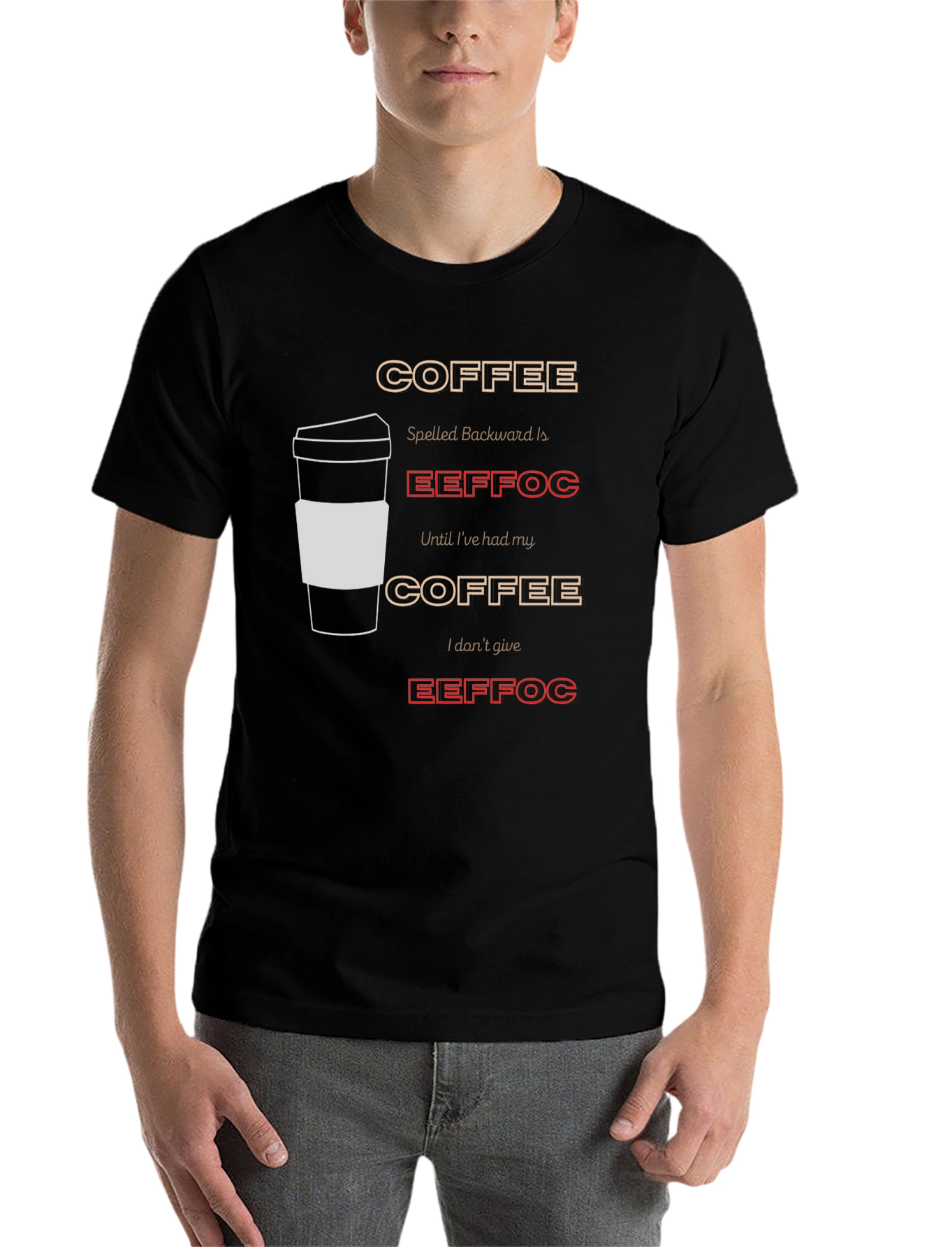 Black Coffee Backwards T-Shirt - Funny Graphic Tee view 7