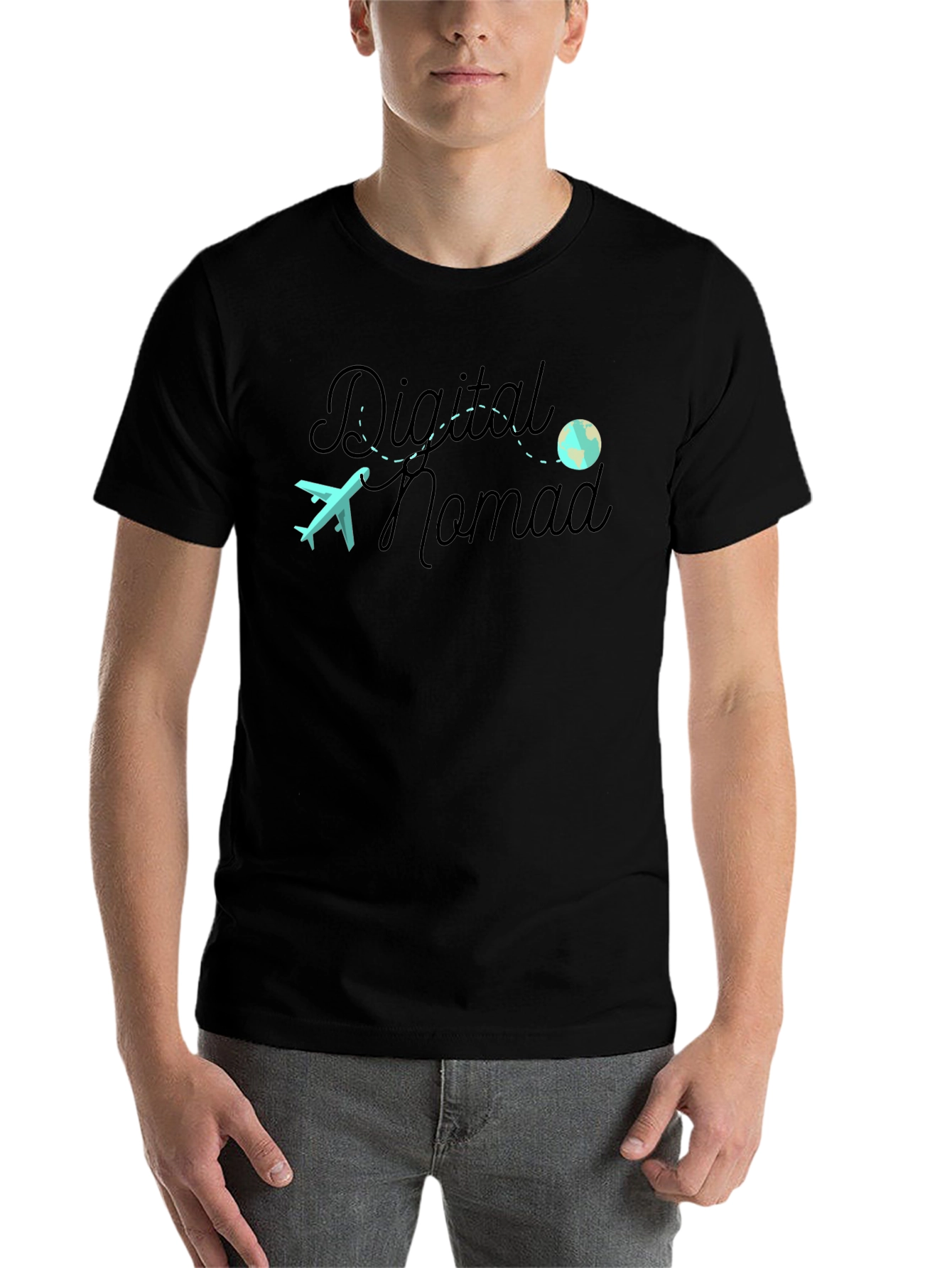 Black Digital Nomad T-Shirt - Travel the World in Style view 7
