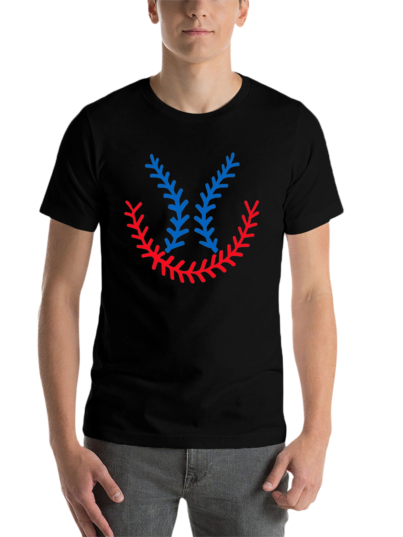 Black Baseball Stitching Graphic T-Shirt view 7