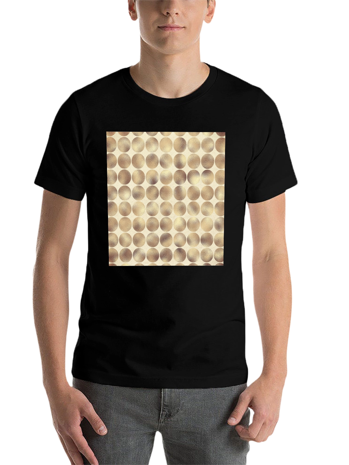 Black Modern Circle Pattern Tee - Stylish Casual Wear view 7