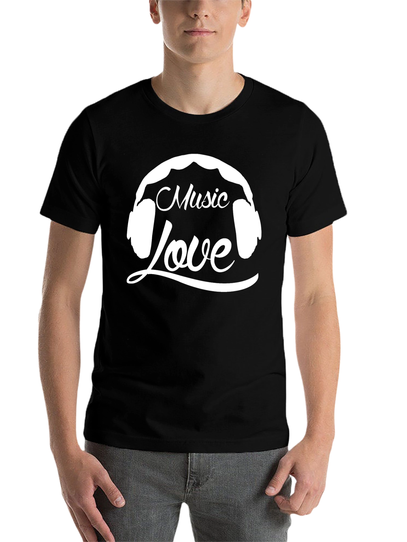 Black Music Love Graphic T-Shirt - Black Cotton Tee view 7