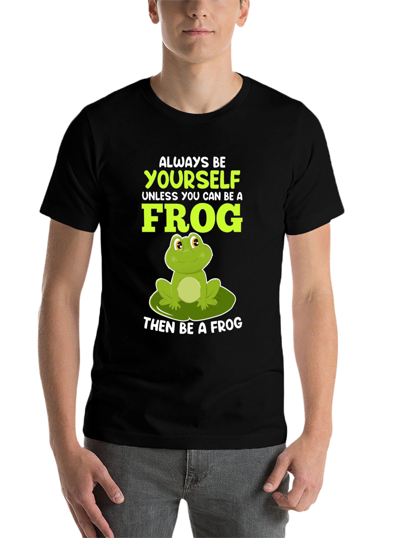 Black Always Be Yourself Unless Frog T-Shirt view 7