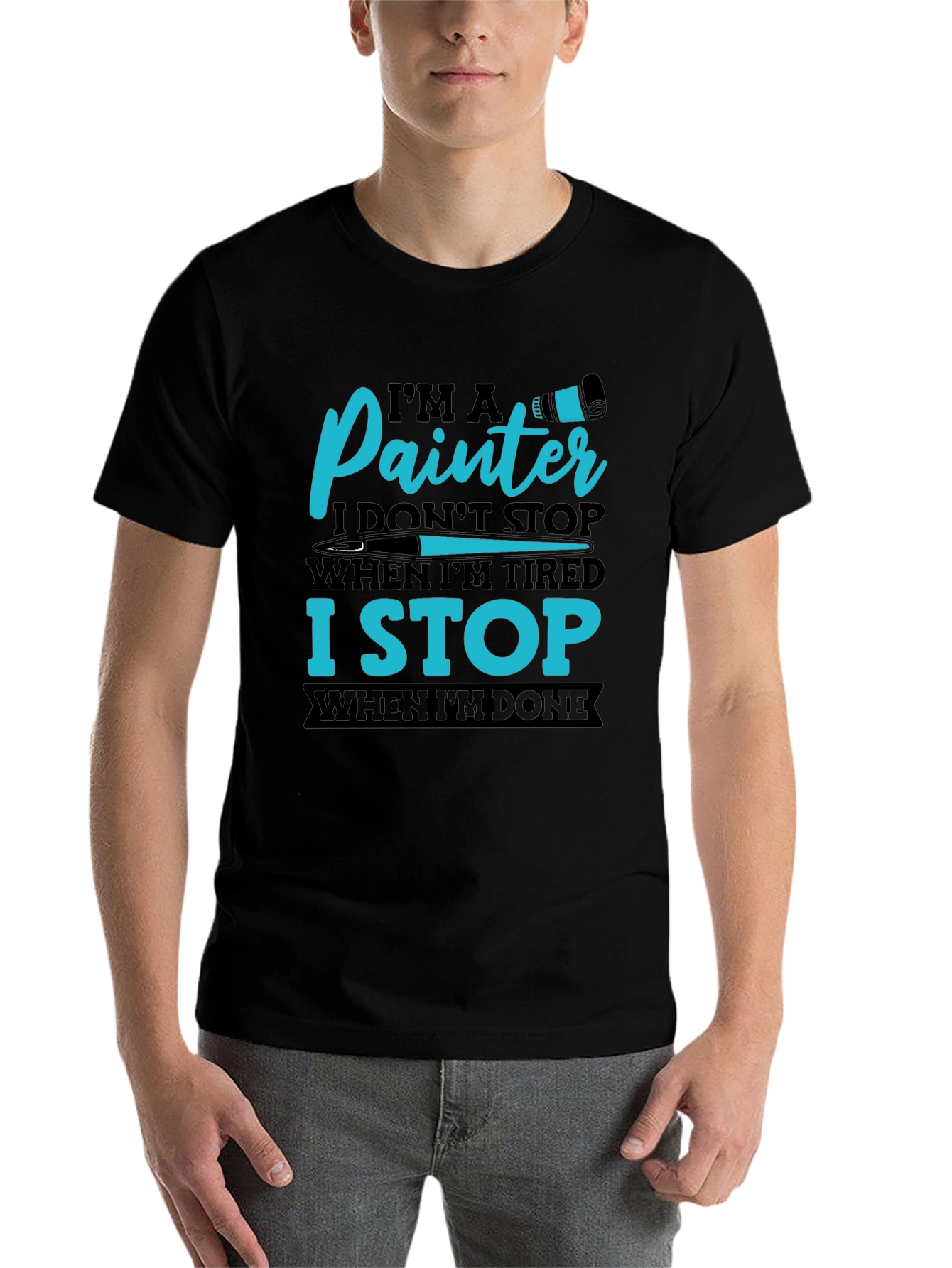 Black Painter's T-Shirt: I Stop When I'm Done view 7