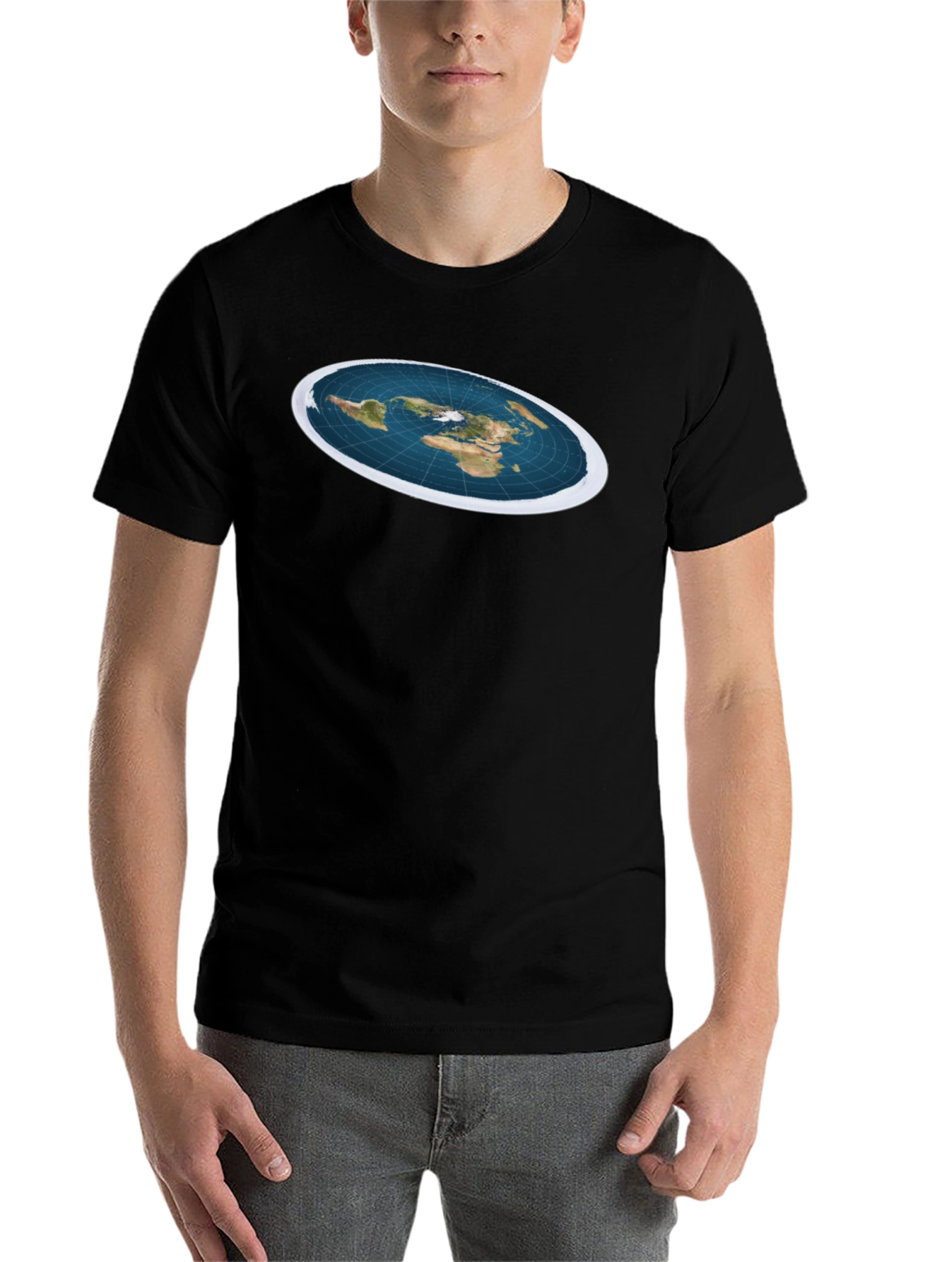 Black Flat Earth T-Shirt - Conspiracy Theory Tee view 7