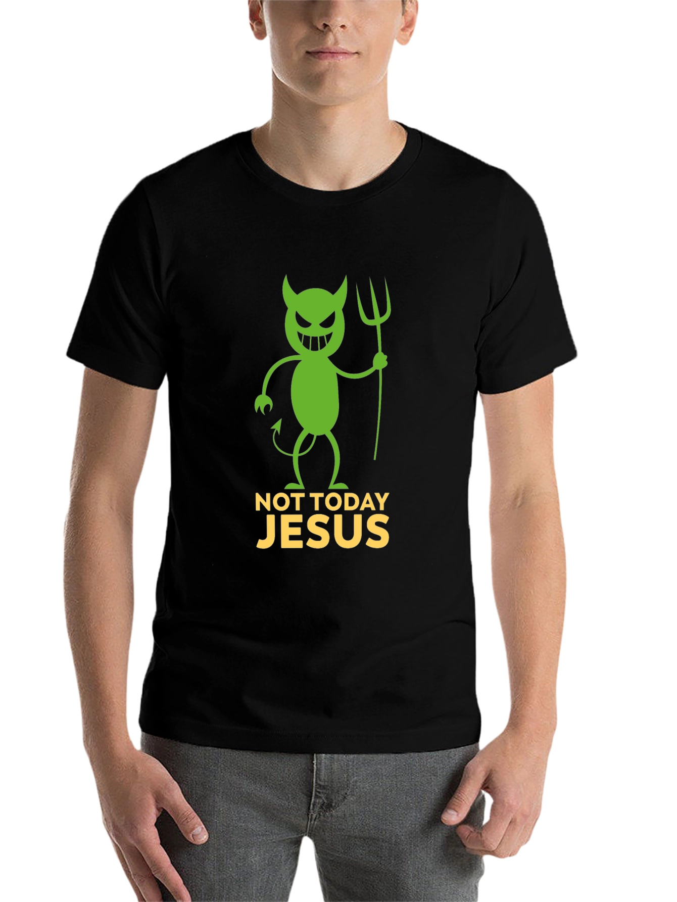 Black Not Today Jesus Funny Graphic T-Shirt view 7