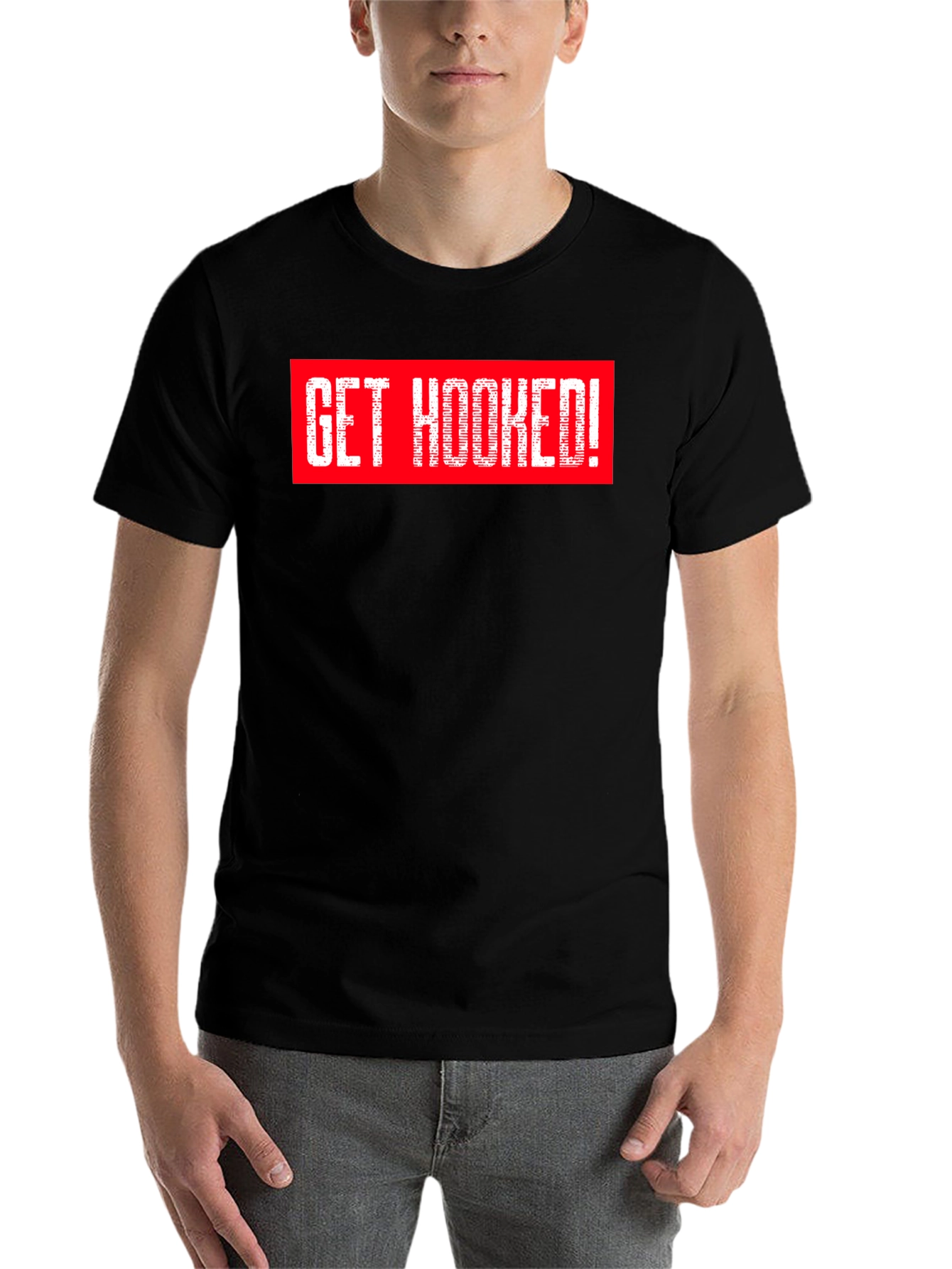 Black Get Hooked! Graphic Tee - Stylish Black T-Shirt view 7