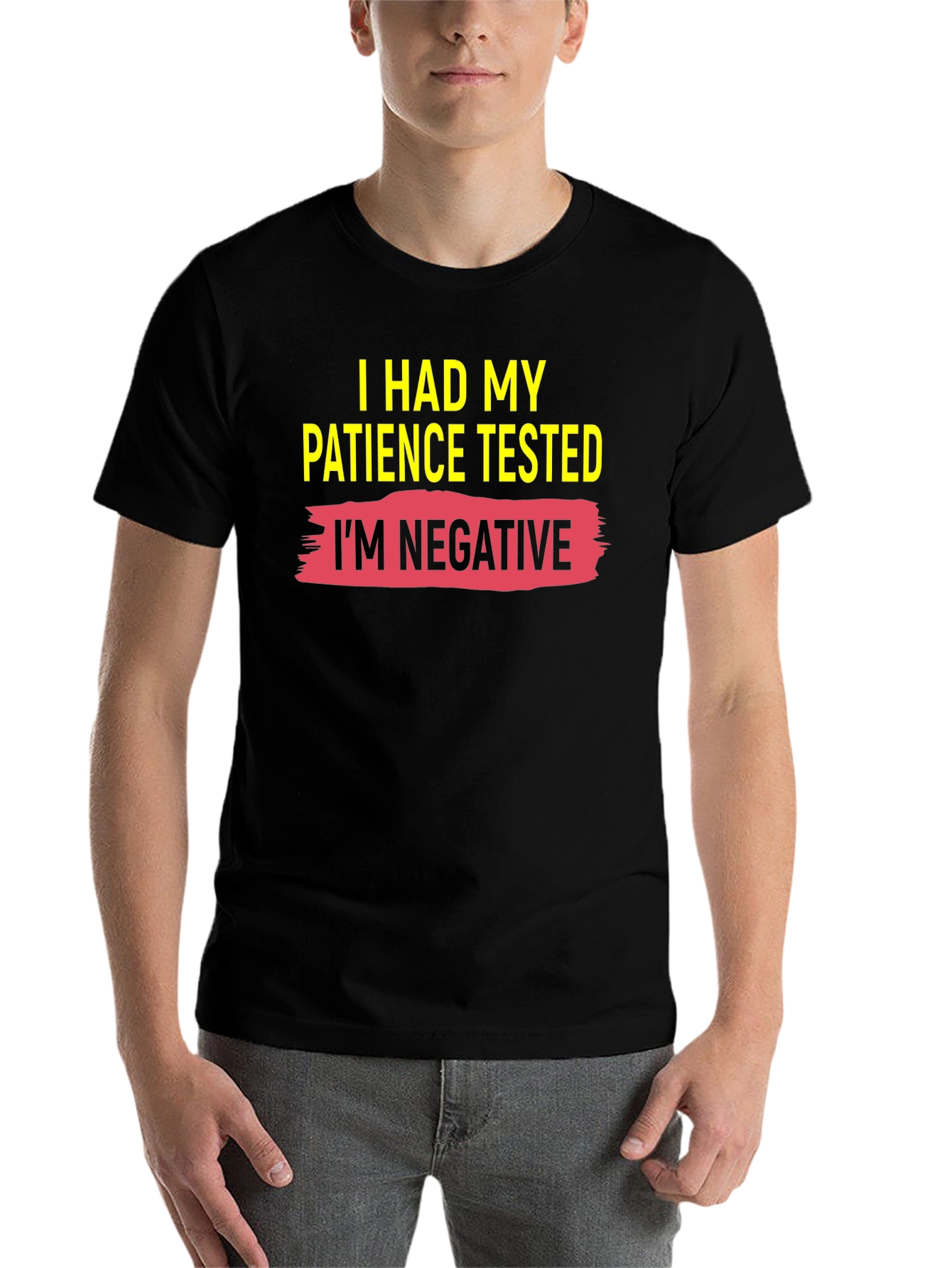 Black Humorous Patience Tested Black T-Shirt view 7