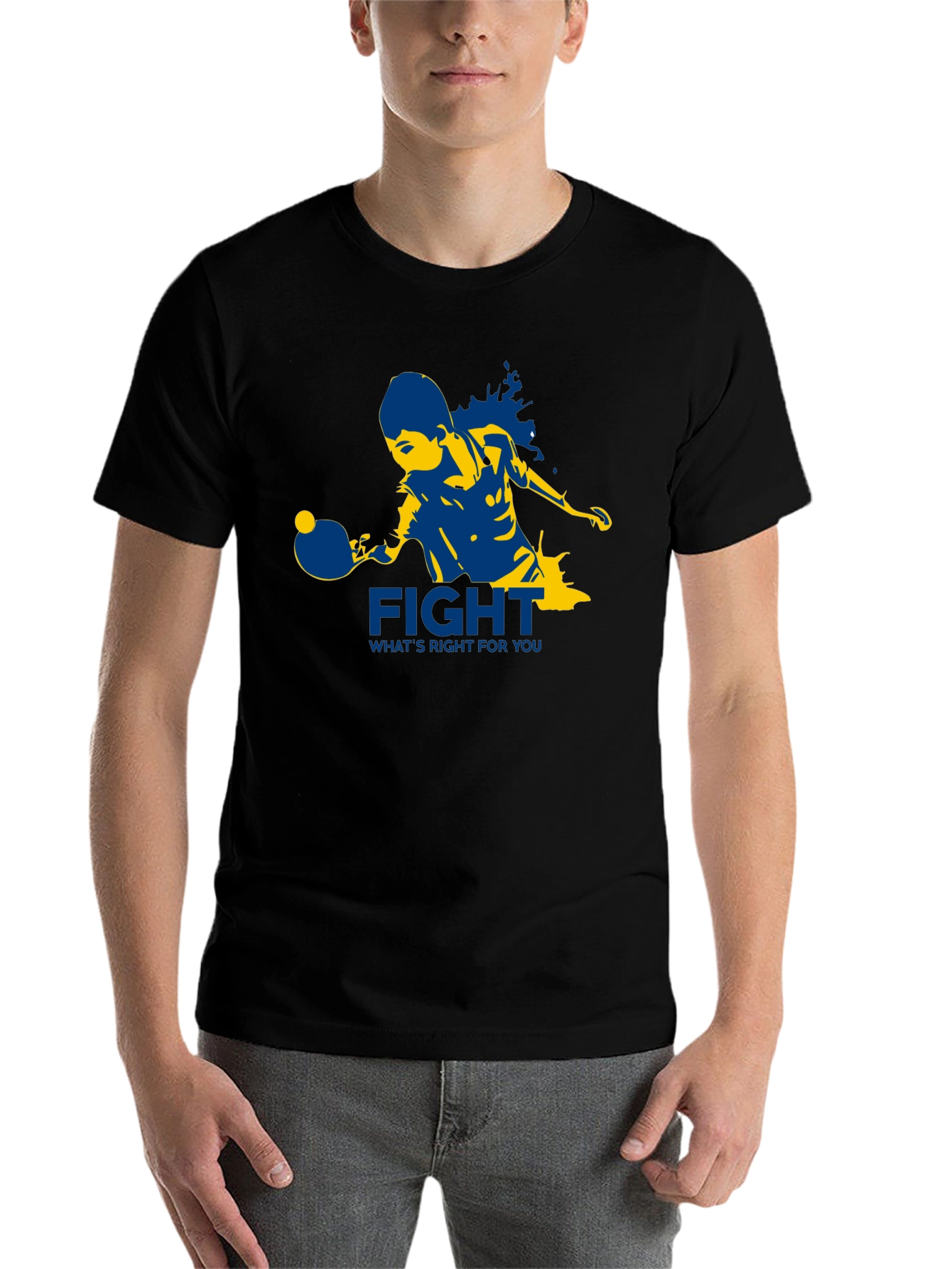 Black Fight For You T-Shirt | Table Tennis Graphic Tee view 7