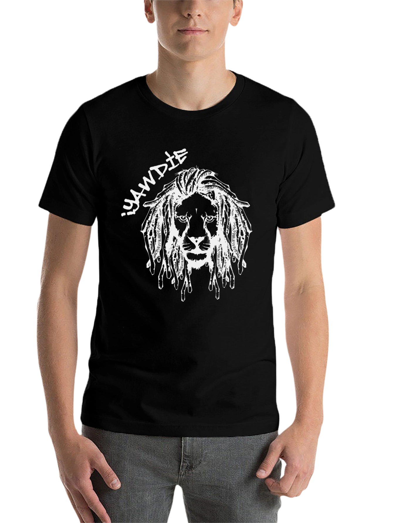 Black Iyawdie Lion Graphic Tee - Black Cotton Blend view 7