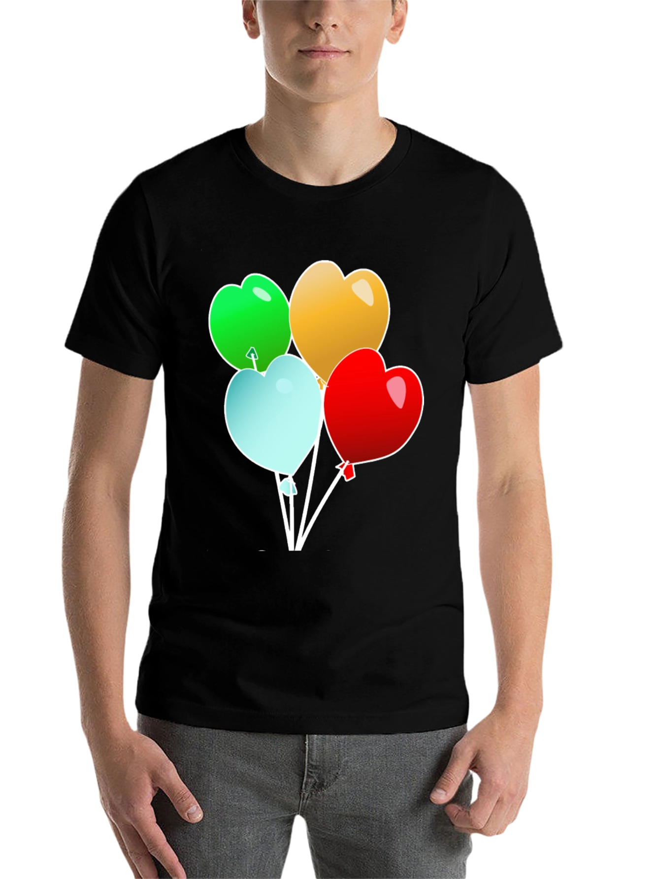 Black Heart Balloons Graphic T-Shirt - Stylish Men's Tee view 7