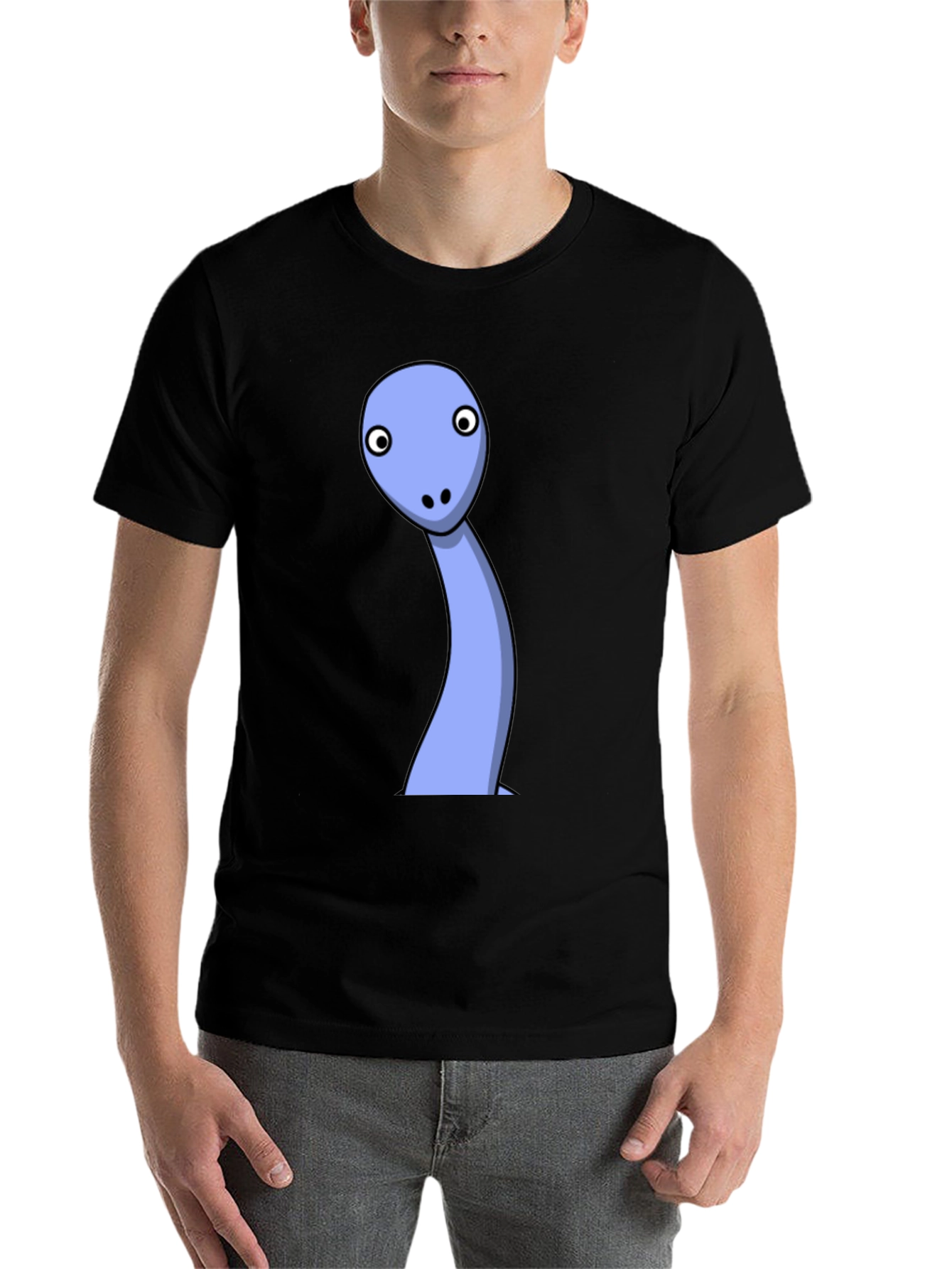 Black Cartoon Dinosaur Black T-Shirt view 7