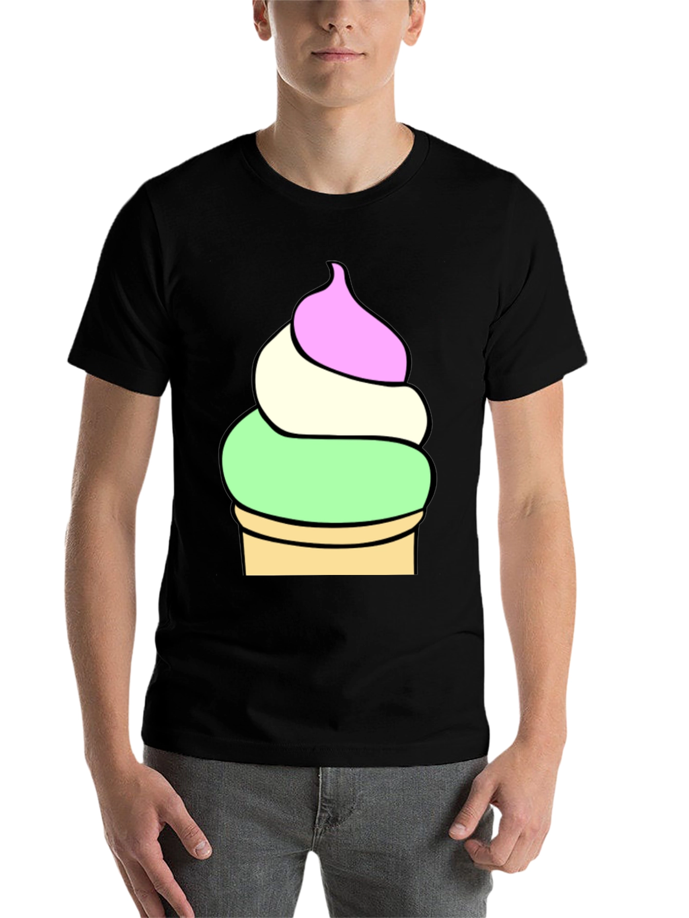 Black Ice Cream Cone Graphic Tee - Soft Cotton Blend view 7