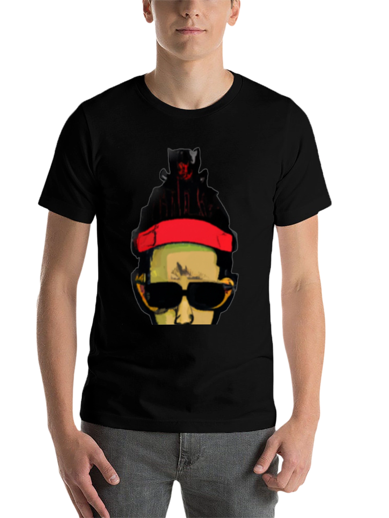 Black Cool Graphic Print Black T-Shirt view 7