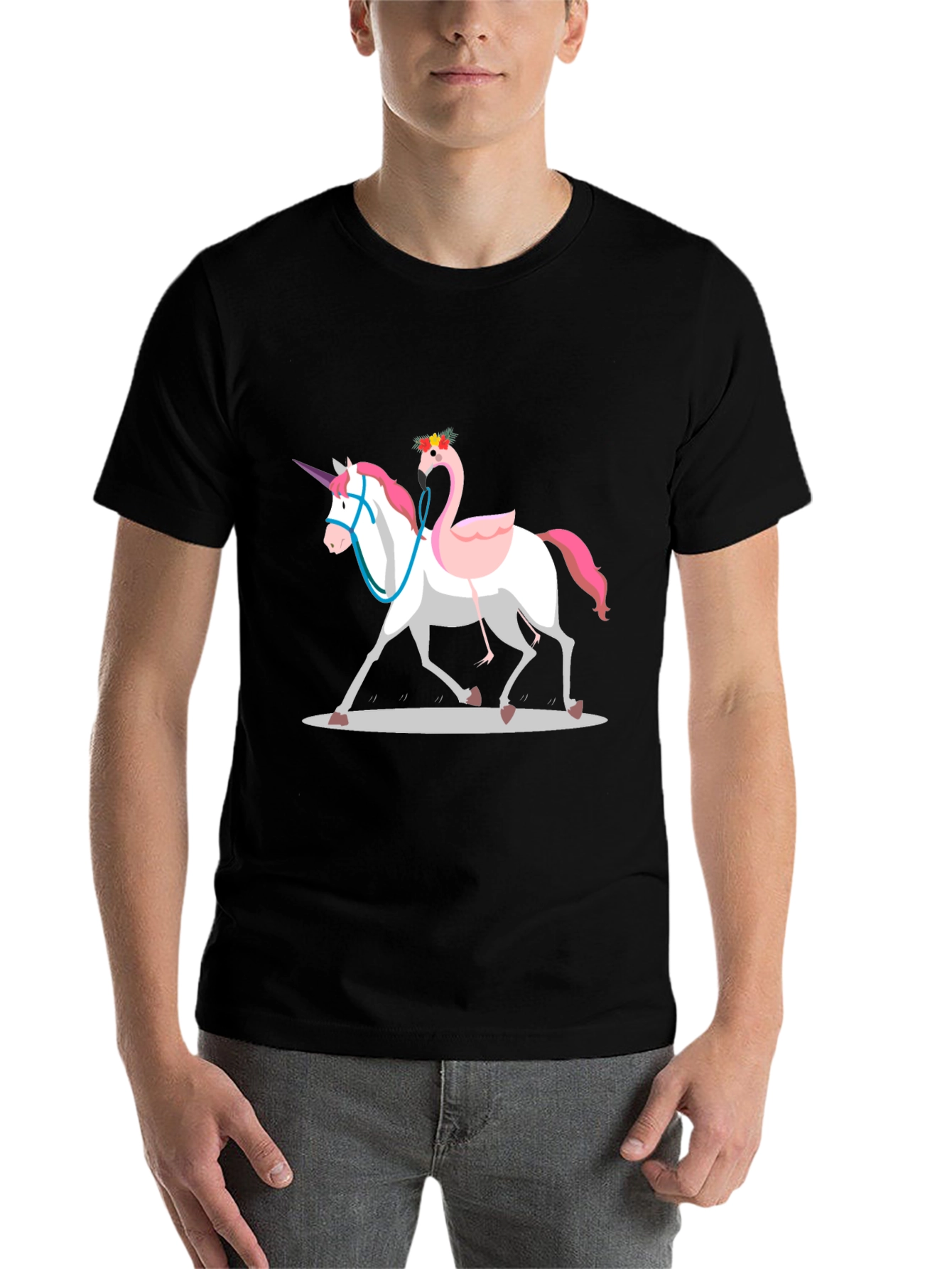 Black Unicorn & Flamingo T-Shirt view 7