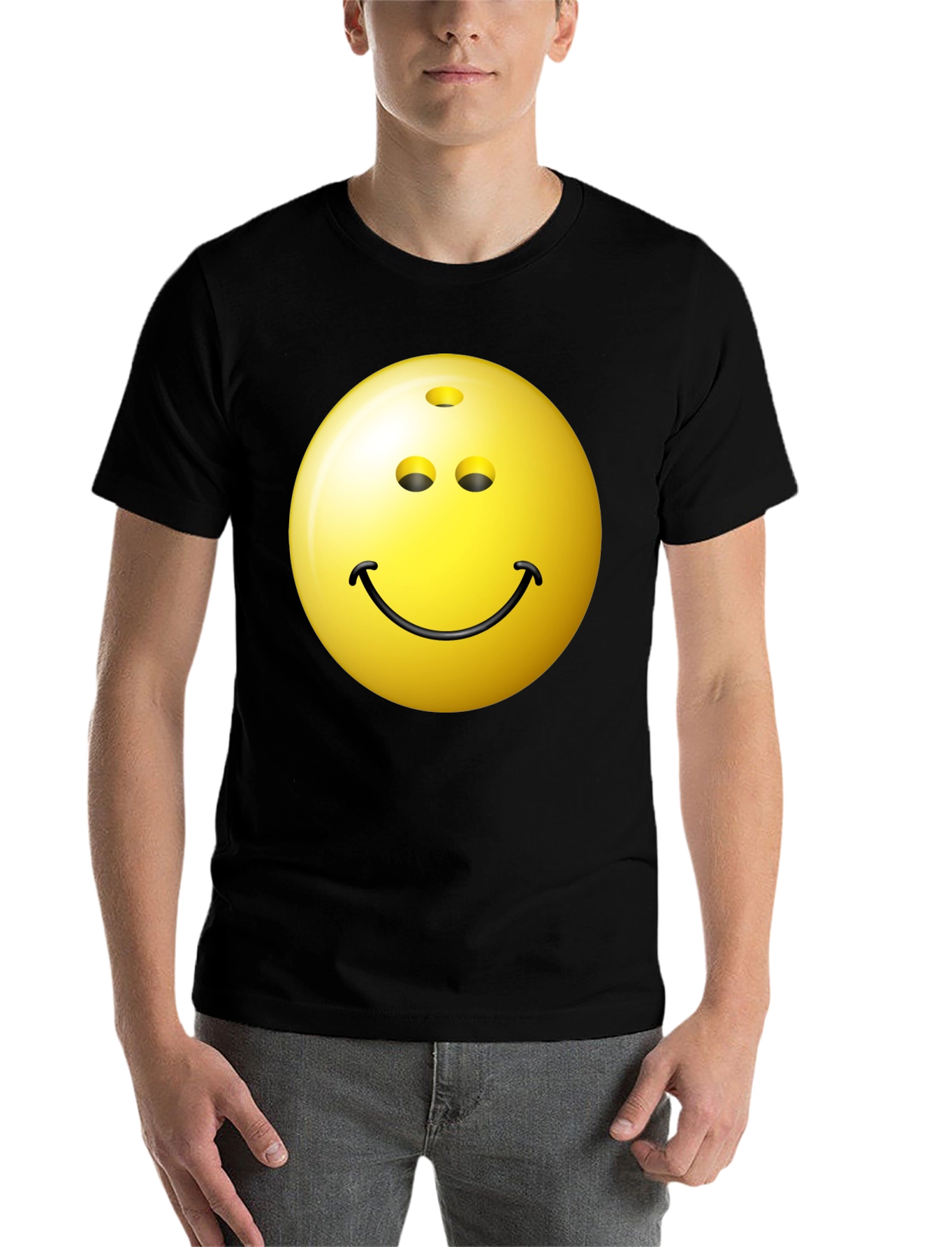 Black Bowling Ball Smiley Face Black T-Shirt view 7