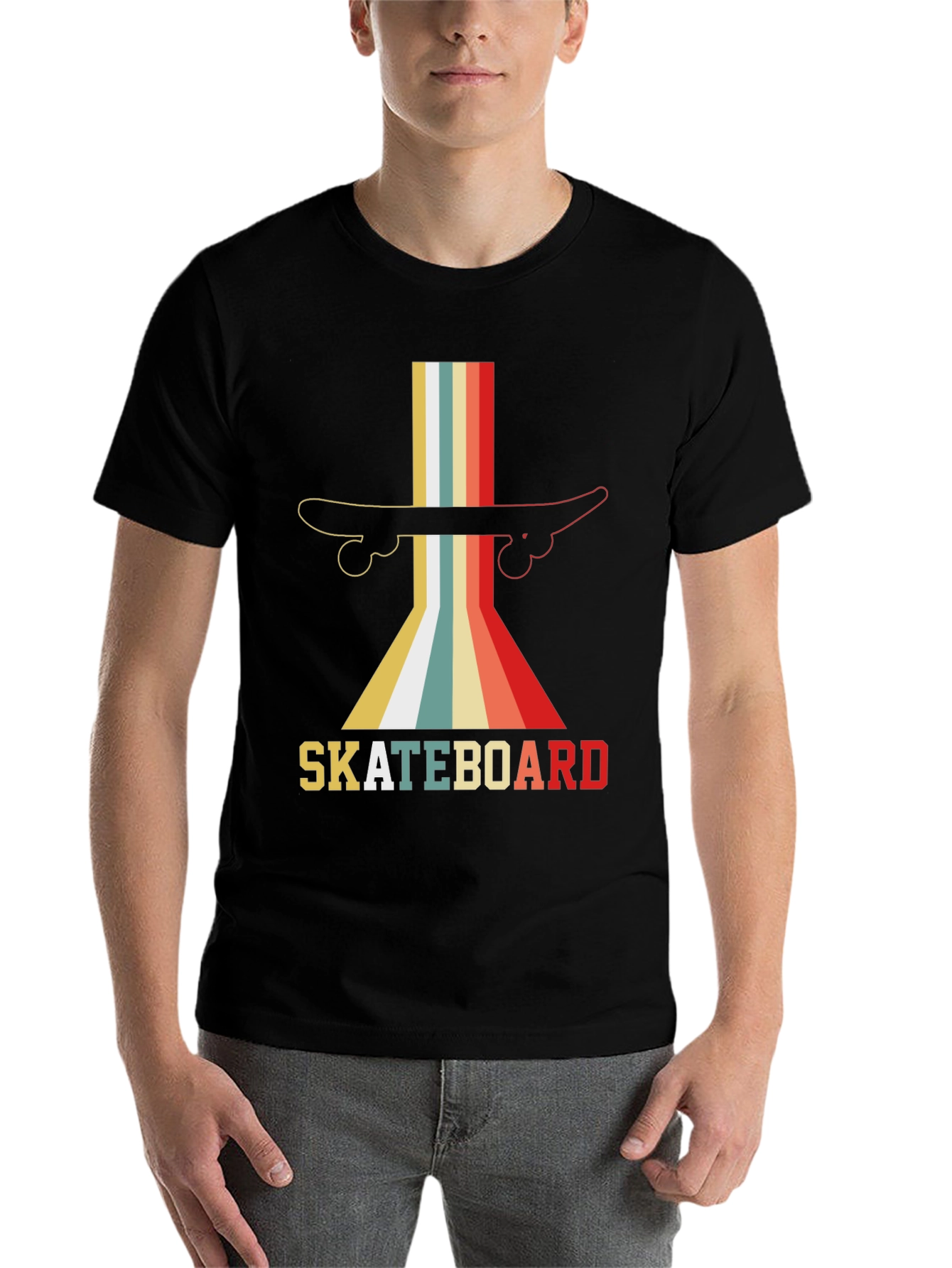 Black Retro Skateboard Graphic Tee - Vintage Style Shirt view 7