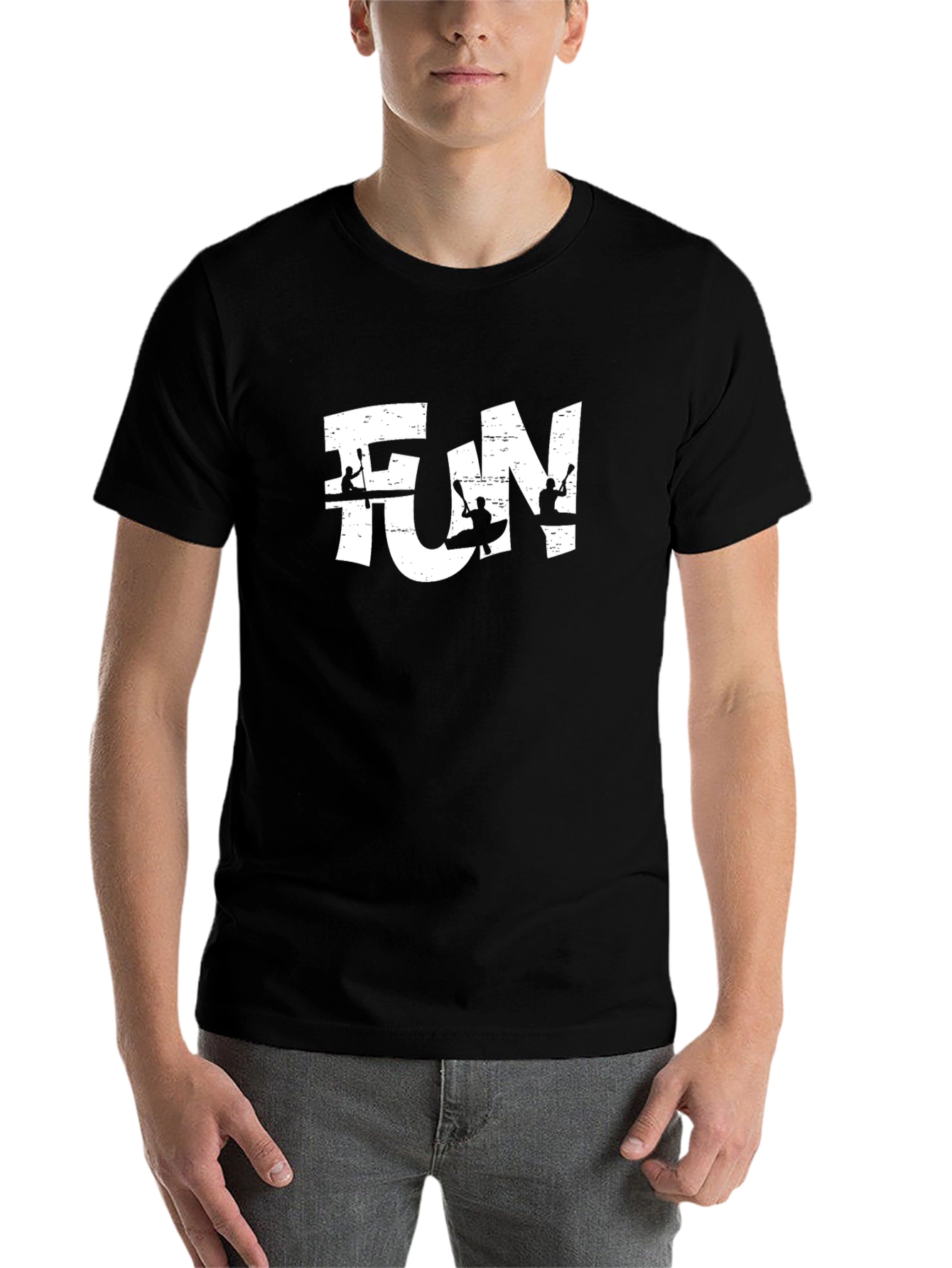 Black Fun Kayak T-Shirt - Black Crew Neck Tee view 7